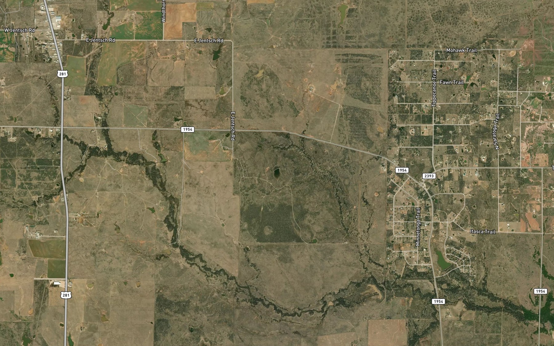 Satellite map of the McGregor Ranch Lake Number 2
