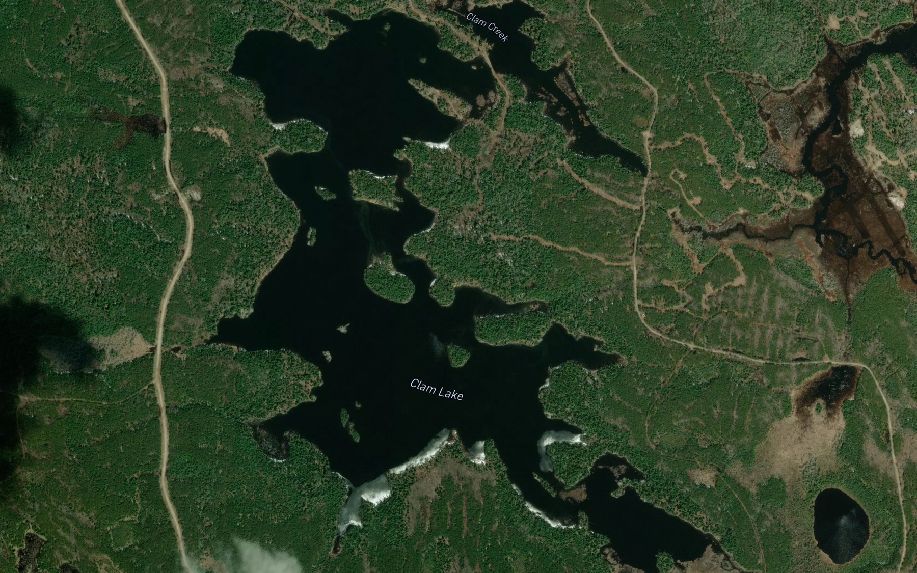 Satellite map of the Clam Lake