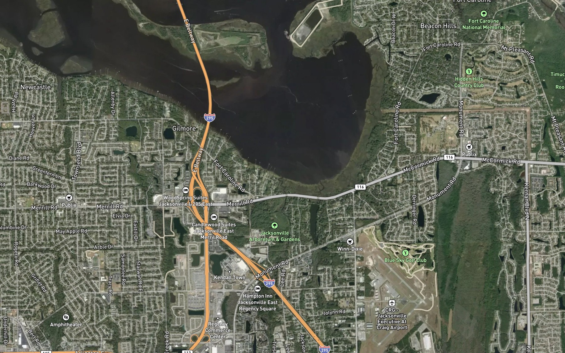 Satellite map of the Jones Creek