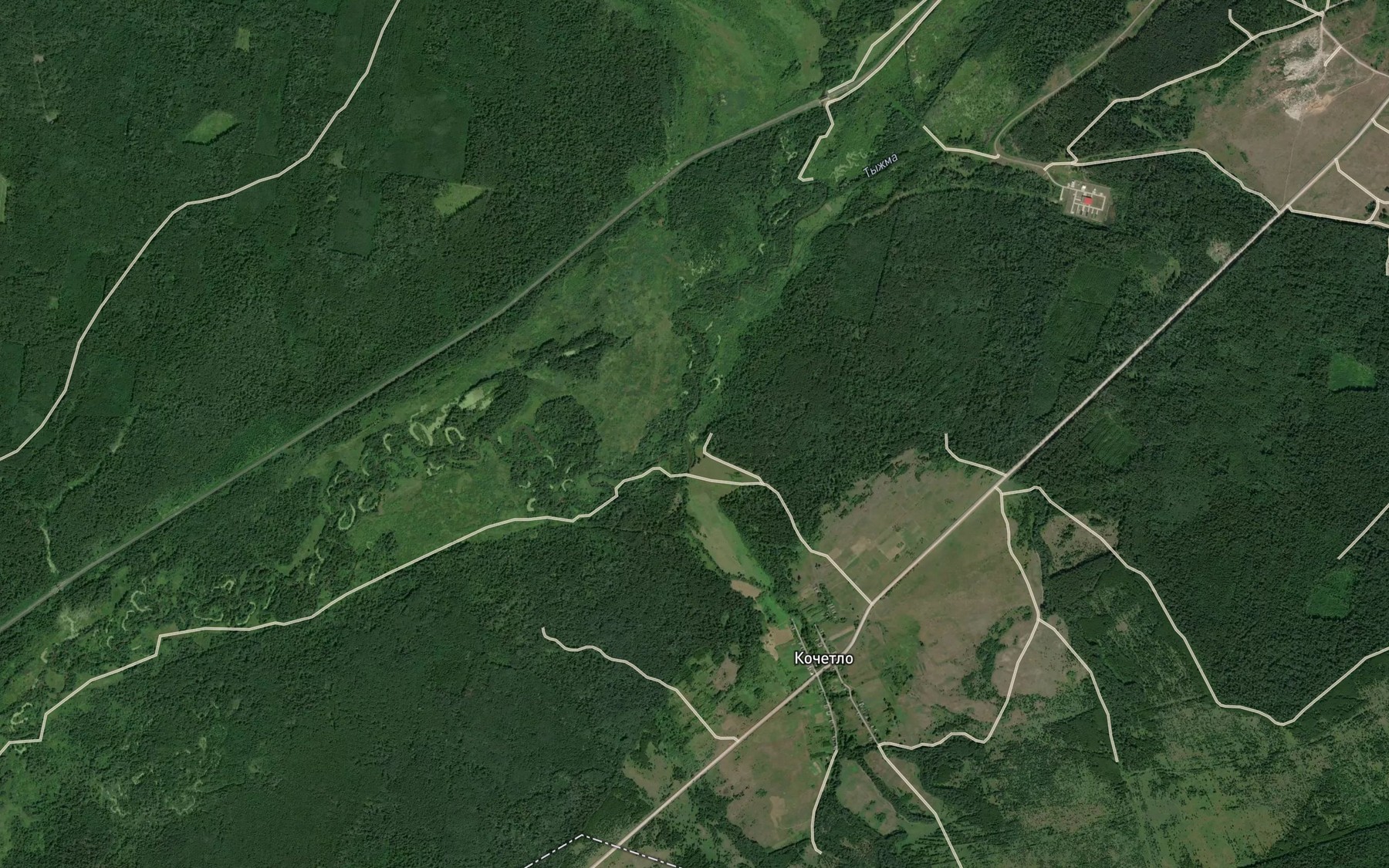 Satellite map of the Tyzhma