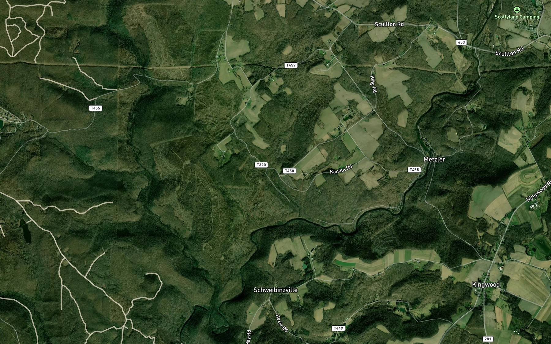Satellite map of the Green King Run