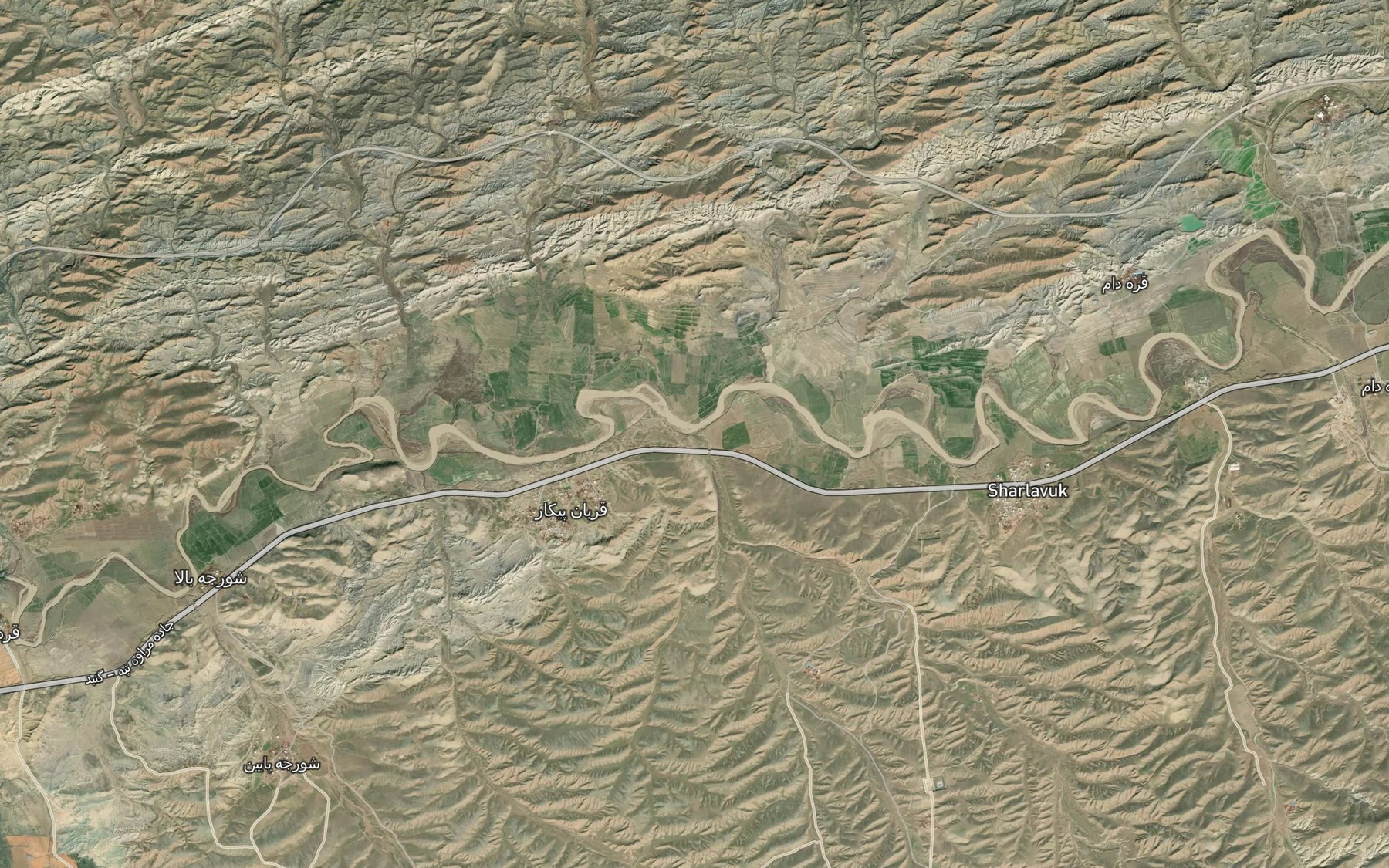 Satellite map of the Rudkhaneh-ye Chenaran
