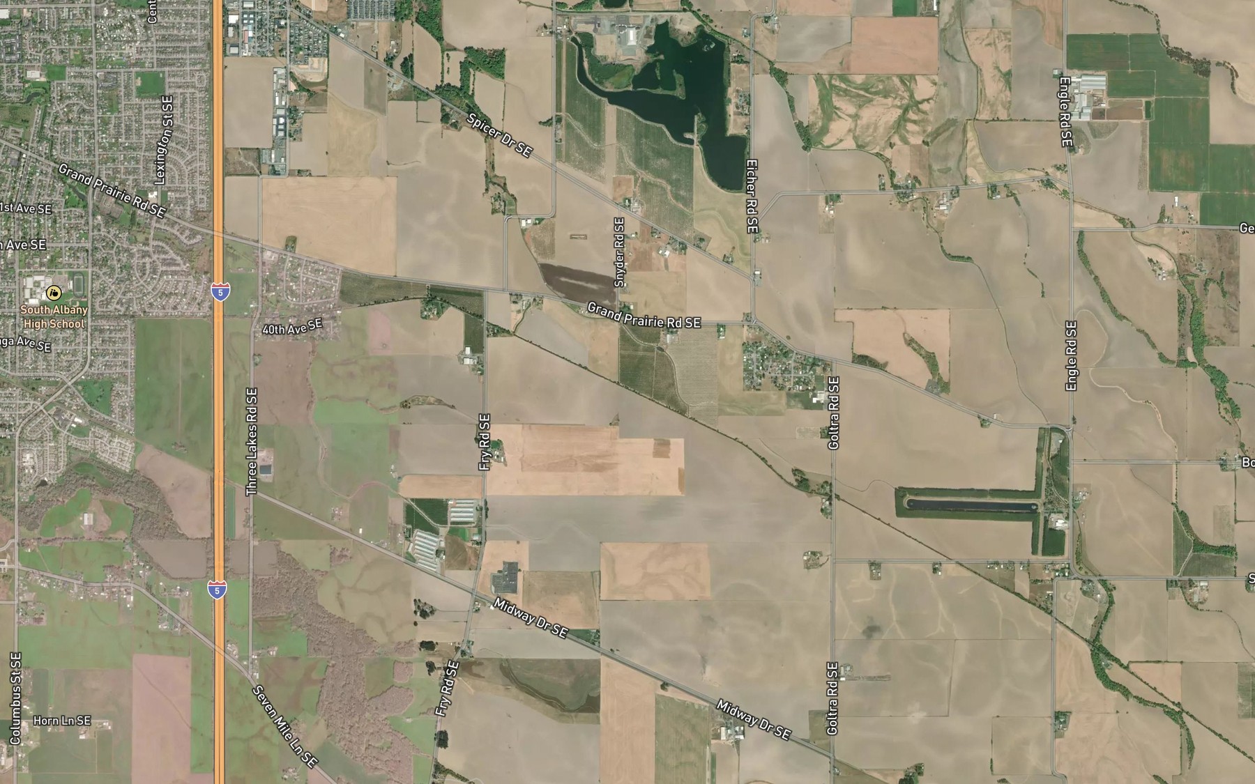 Satellite map of the Albany Santiam Canal