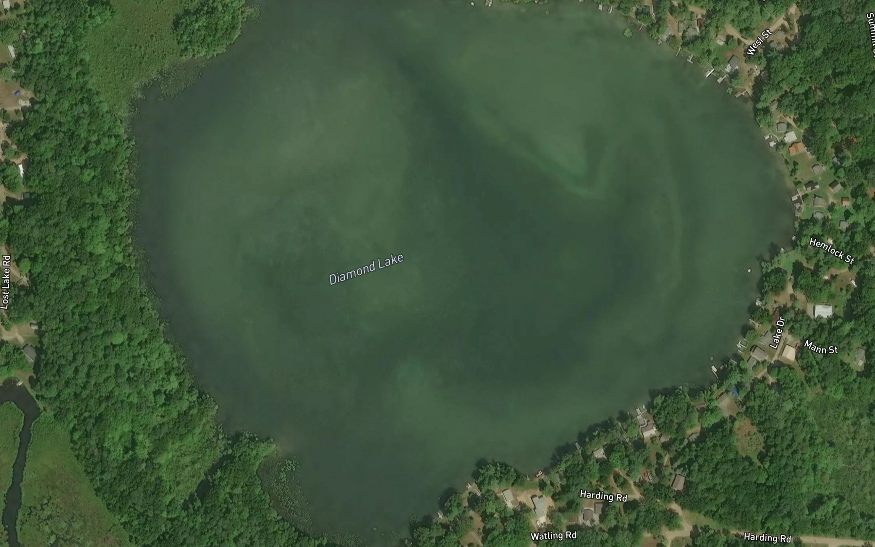 Satellite map of the Diamond Lake