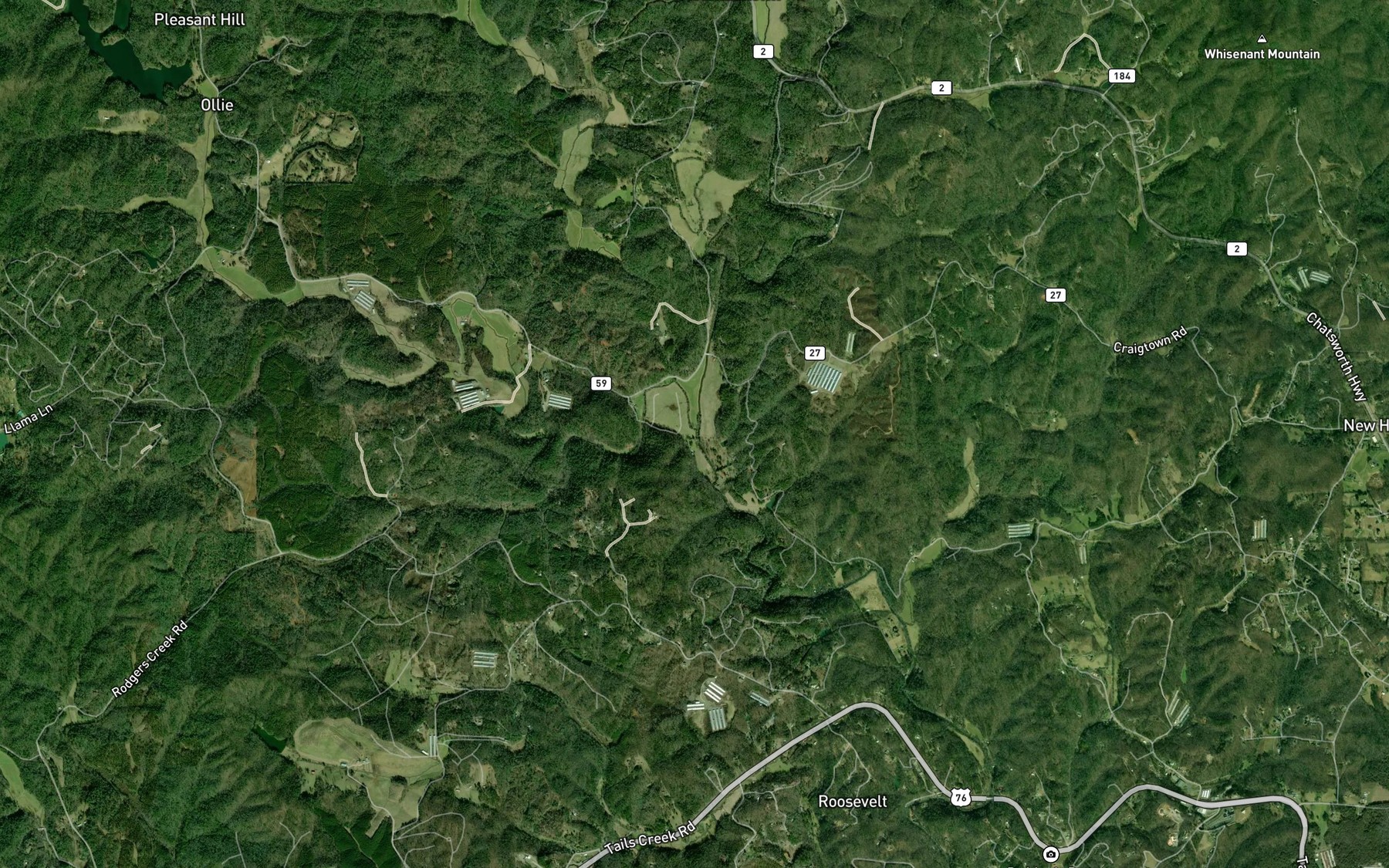 Satellite map of the Conasauga Creek