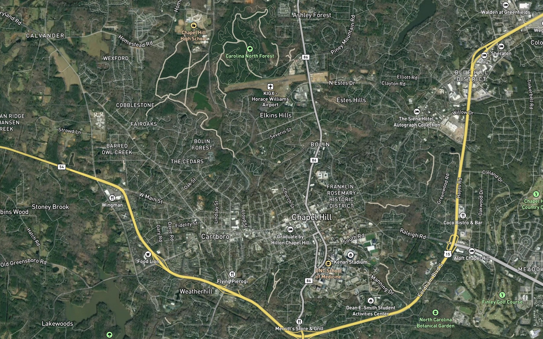 Satellite map of the Tanbark Branch