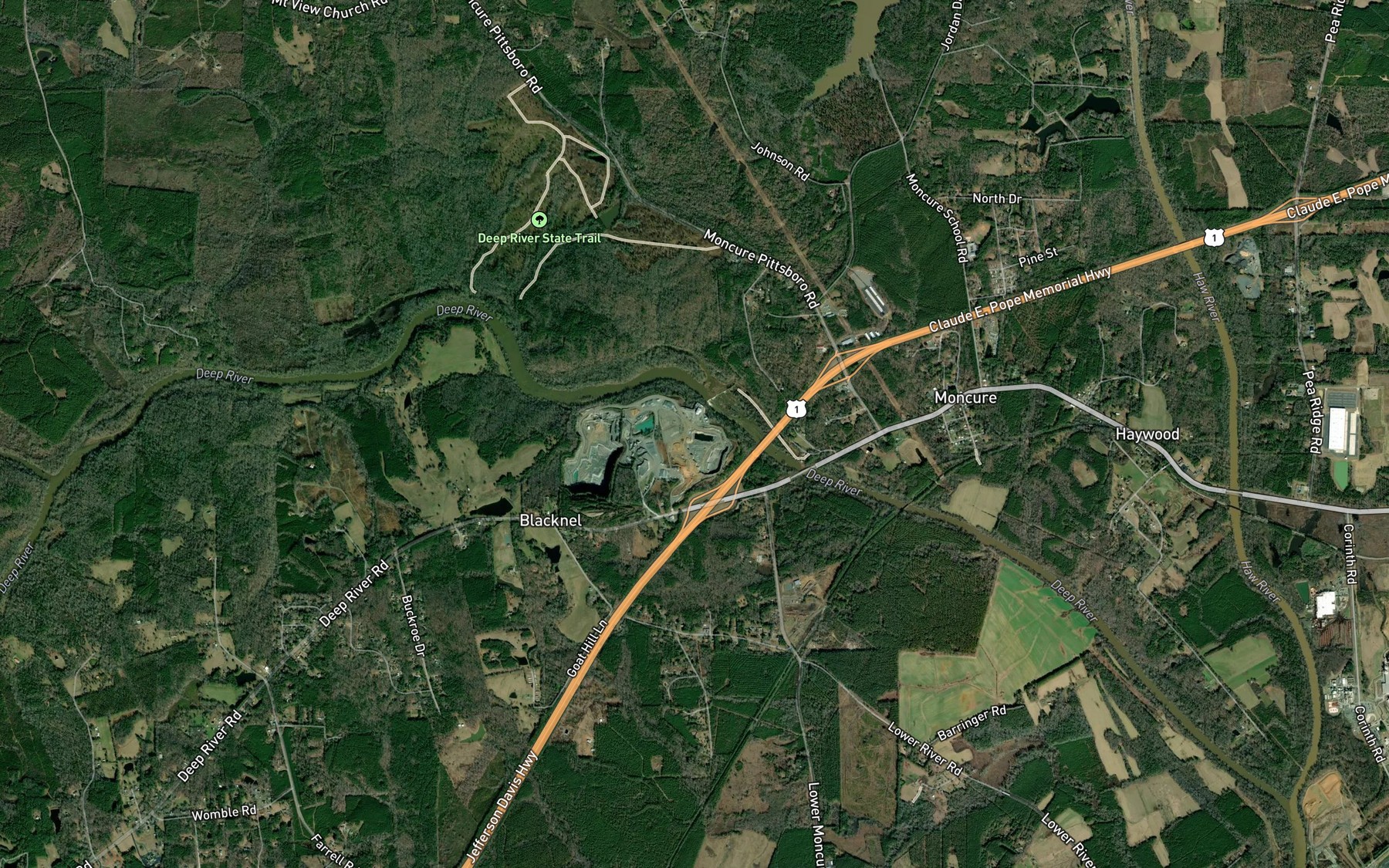 Satellite map of the Ramsey Mill Pond