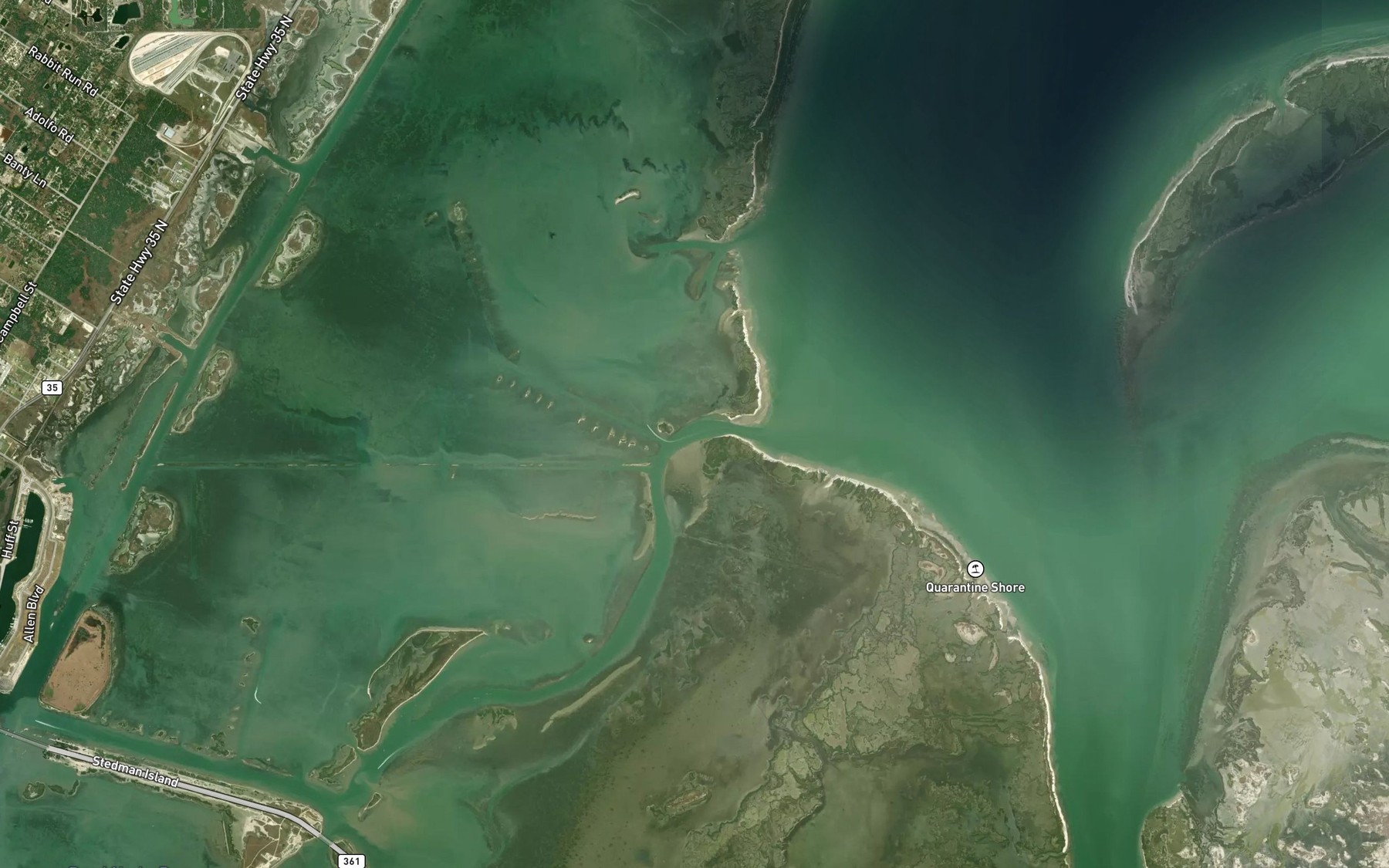 Satellite map of the Corpus Christi Bayou