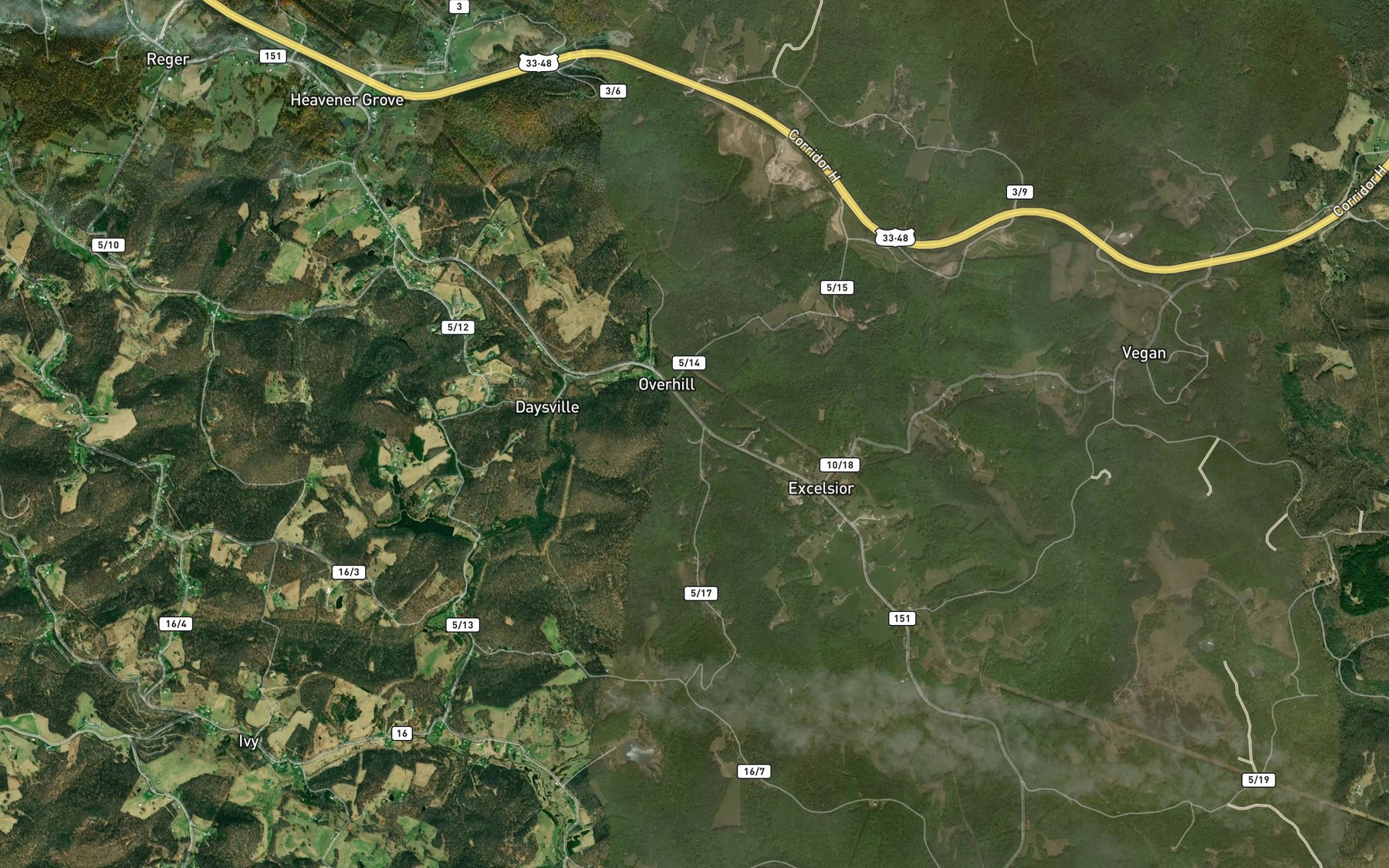 Satellite map of the Beech Run