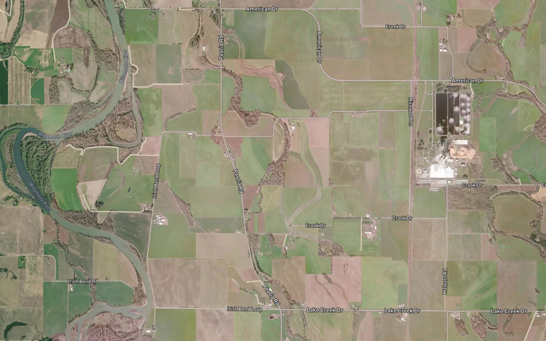 Satellite map of the Camous Creek