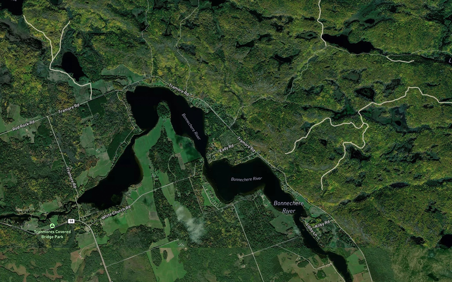 Satellite map of the Eadys Creek