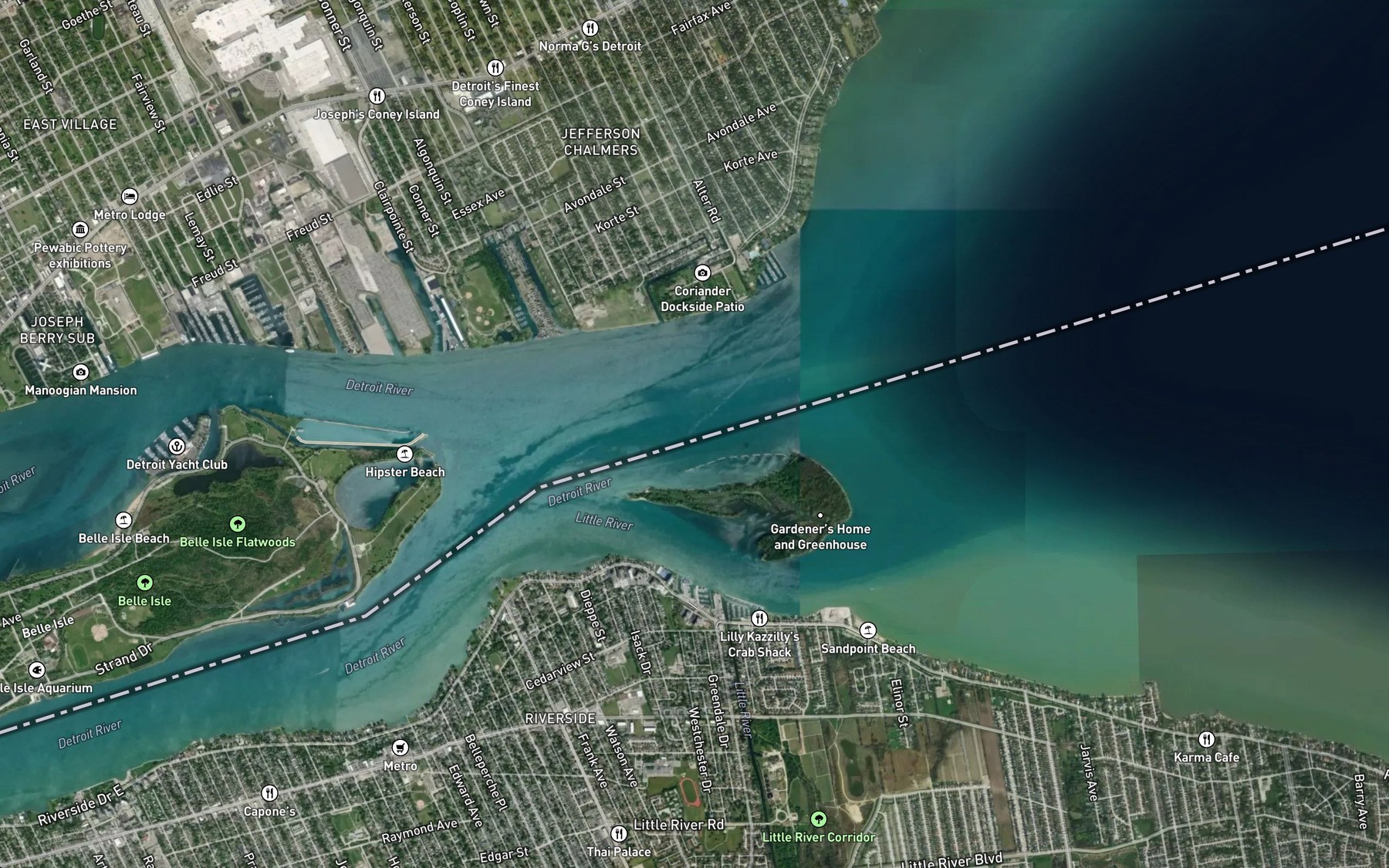 Satellite map of the Little River