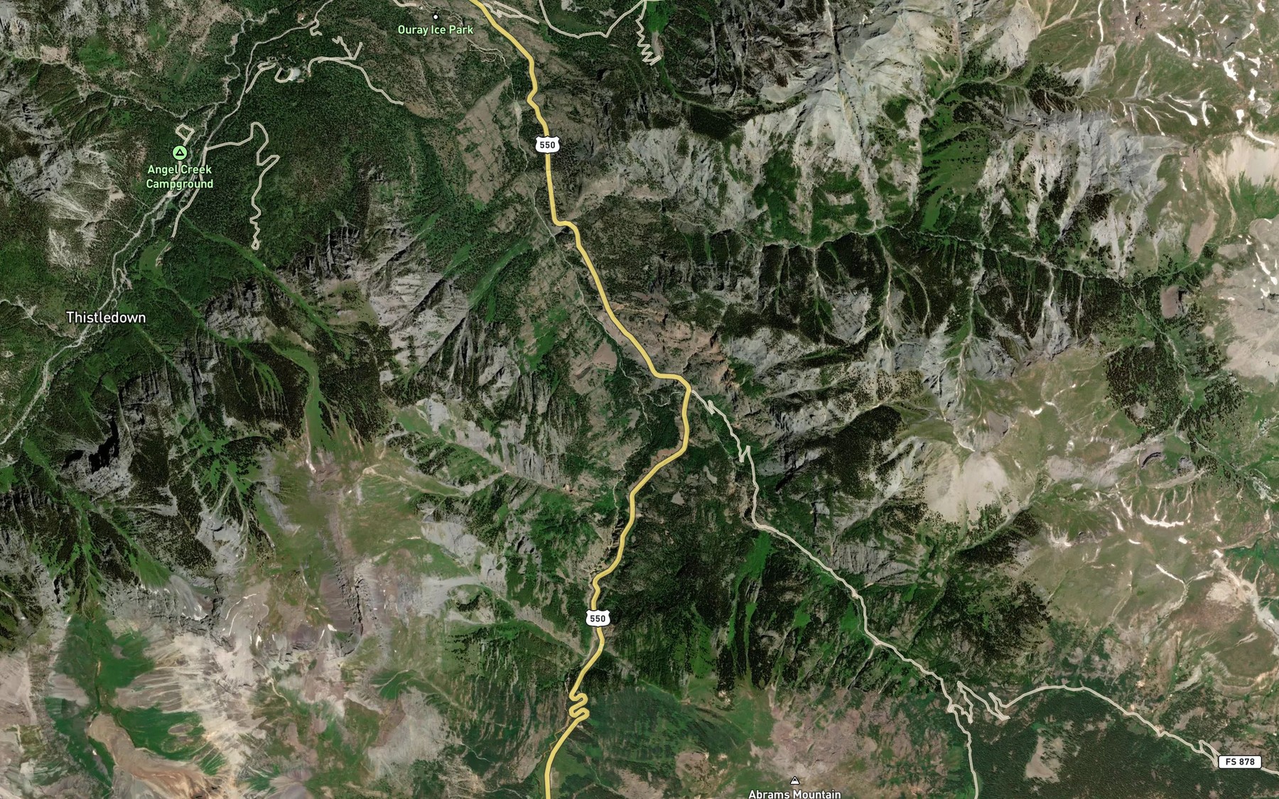 Satellite map of the Red Mountain Creek