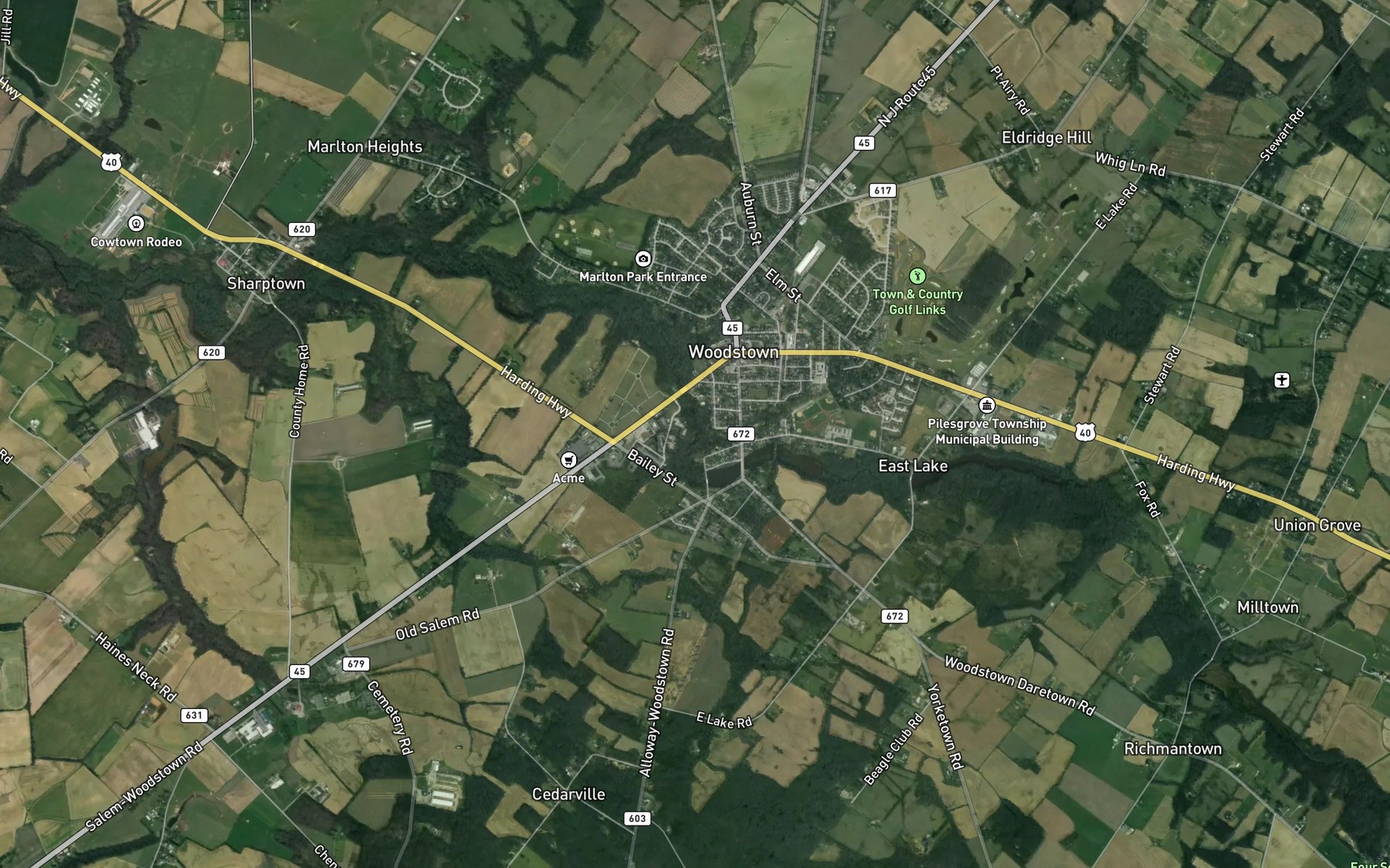 Satellite map of the Chestnut Run