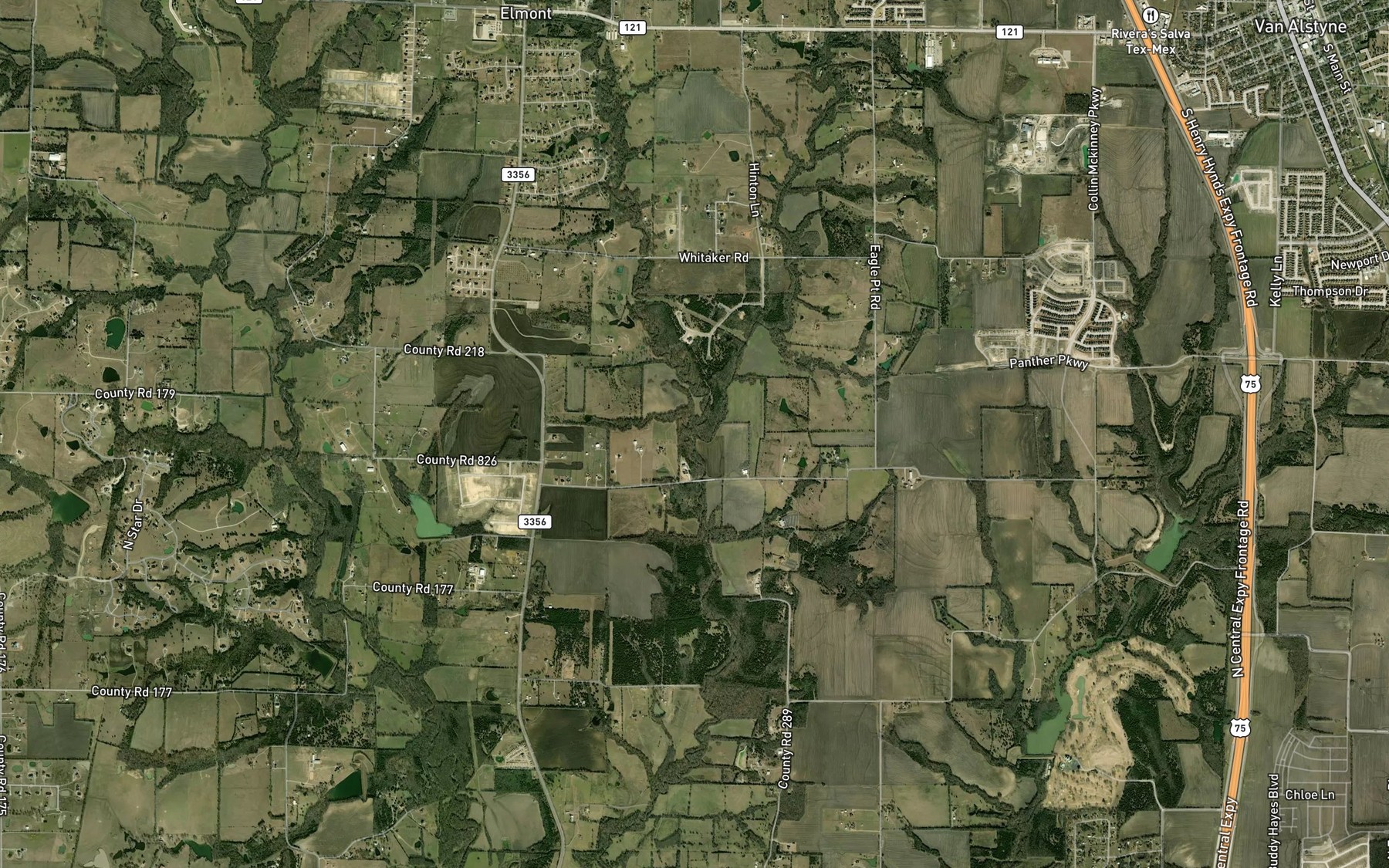 Satellite map of the East Prong Whites Creek