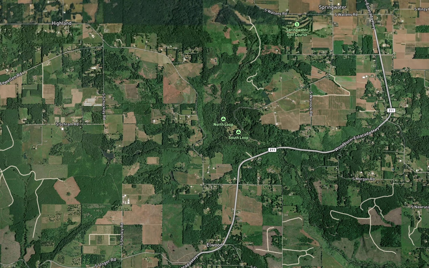 Satellite map of the Swagger Creek