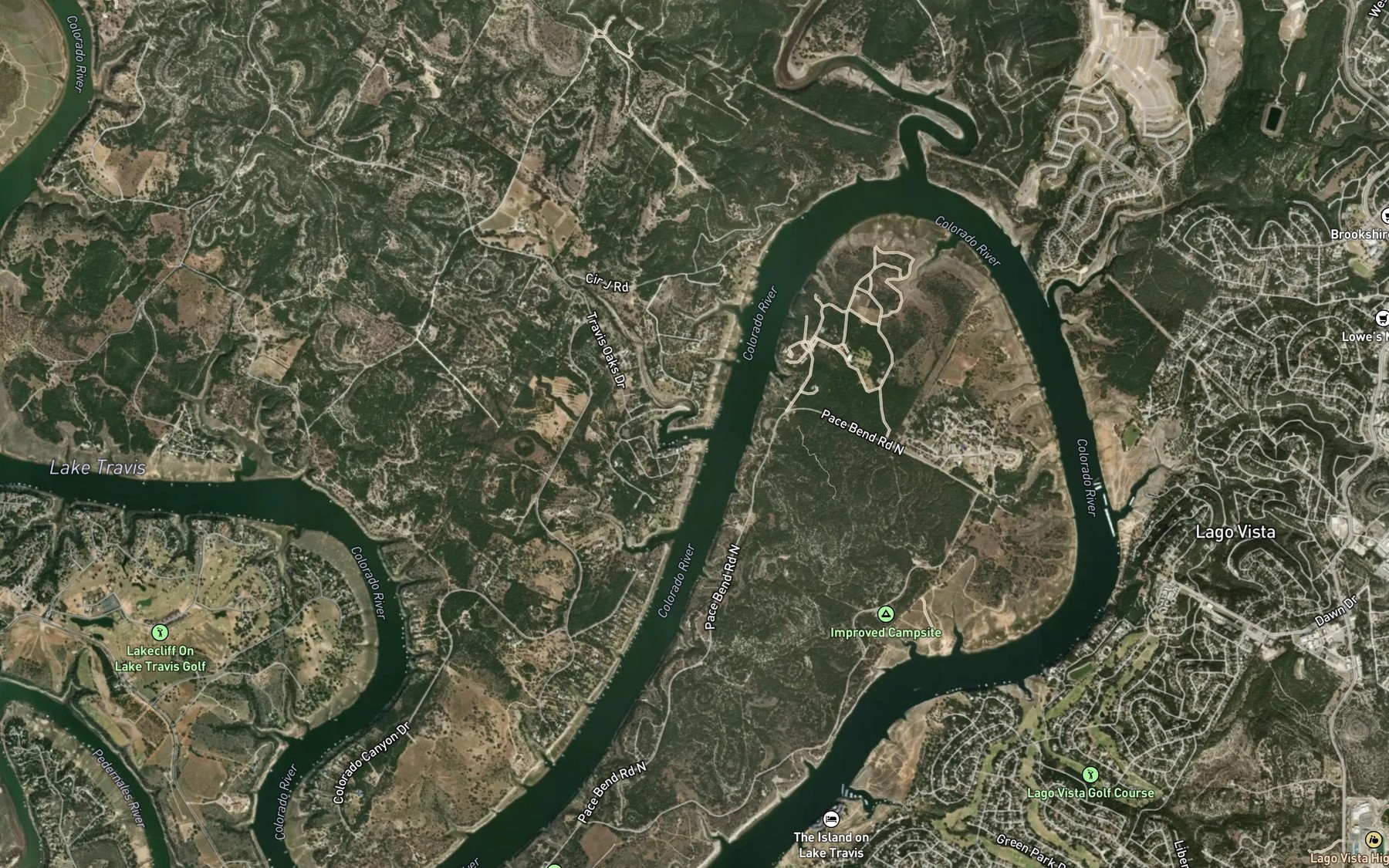 Satellite map of the Flat Creek