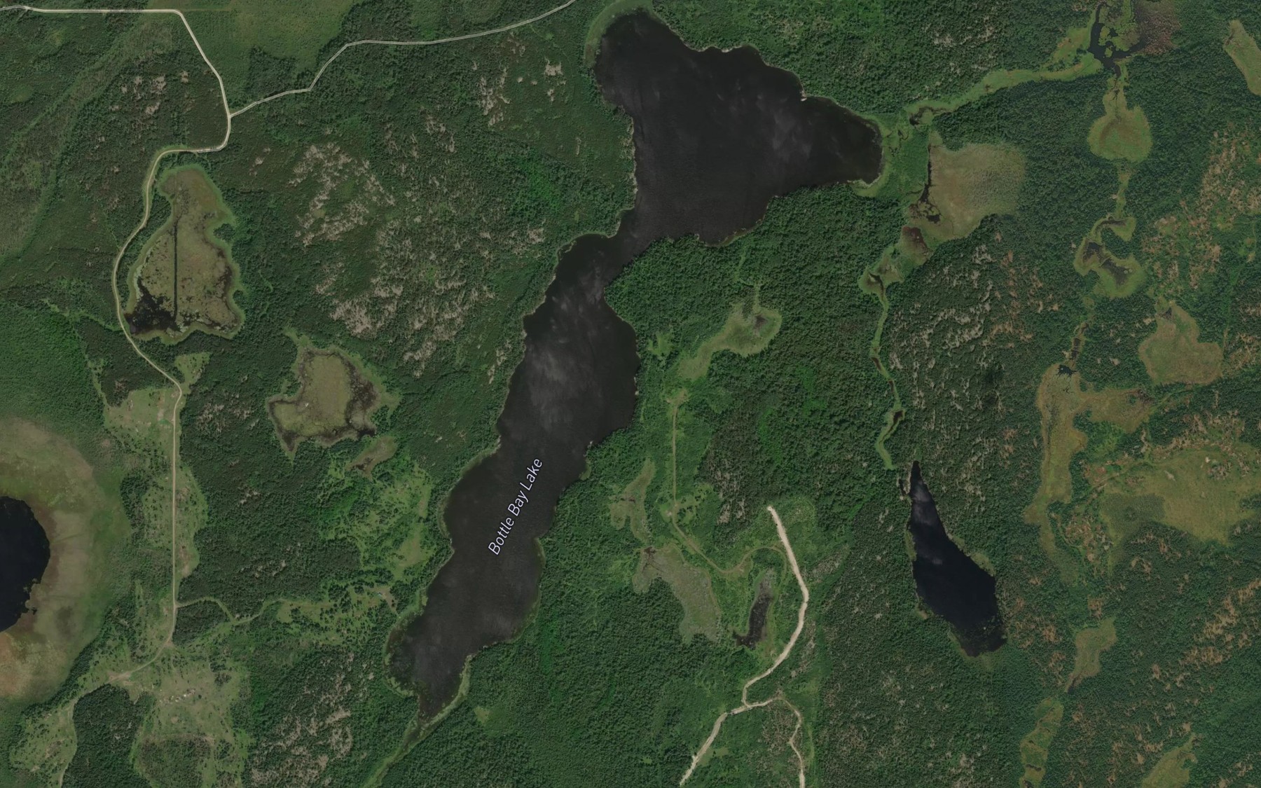 Satellite map of the Bottle Bay Lake