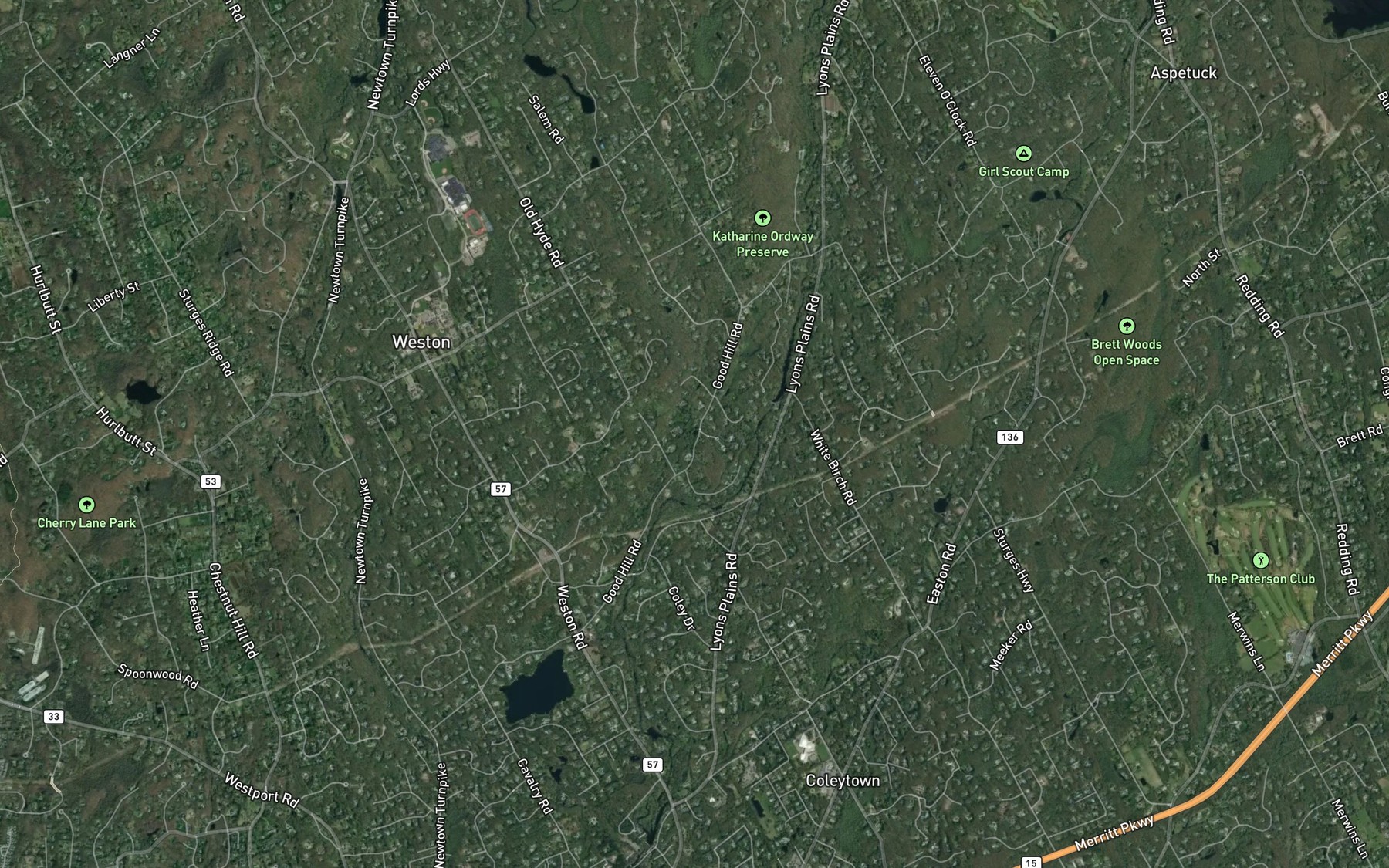 Satellite map of the Princes Pond