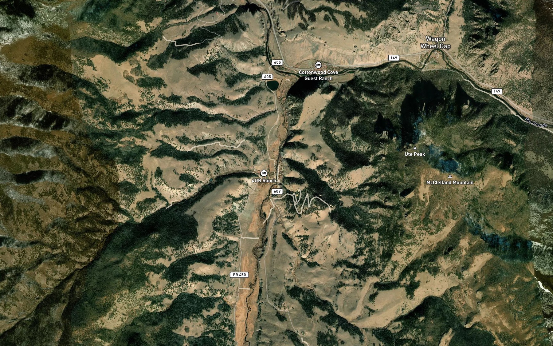 Satellite map of the Pierce Creek