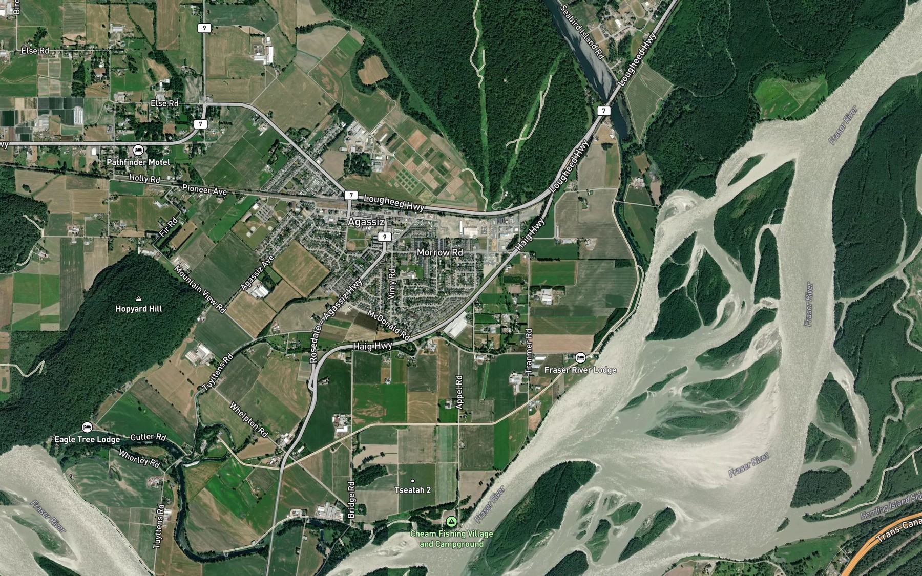 Satellite map of the Agassiz Slough