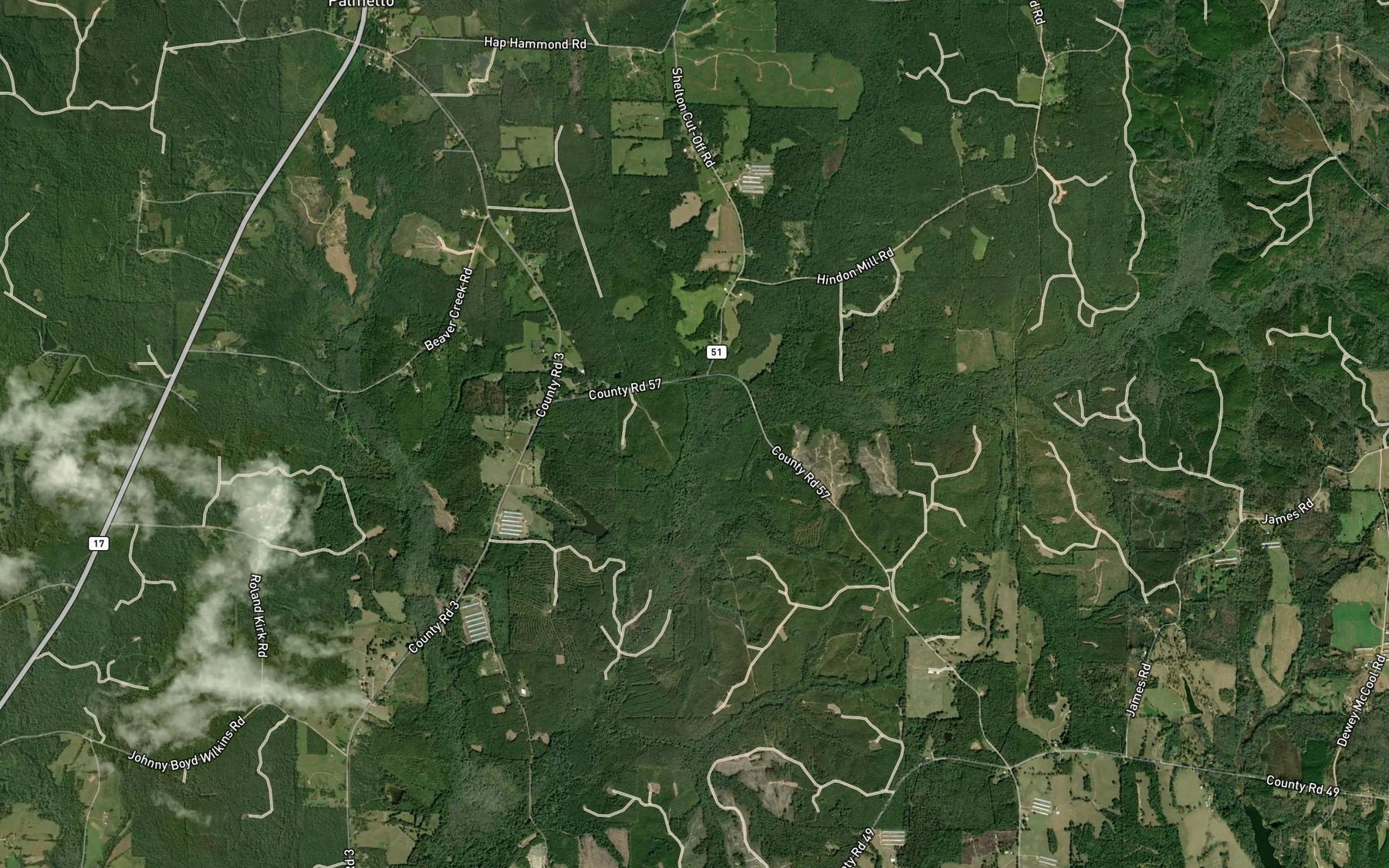 Satellite map of the Duck Branch