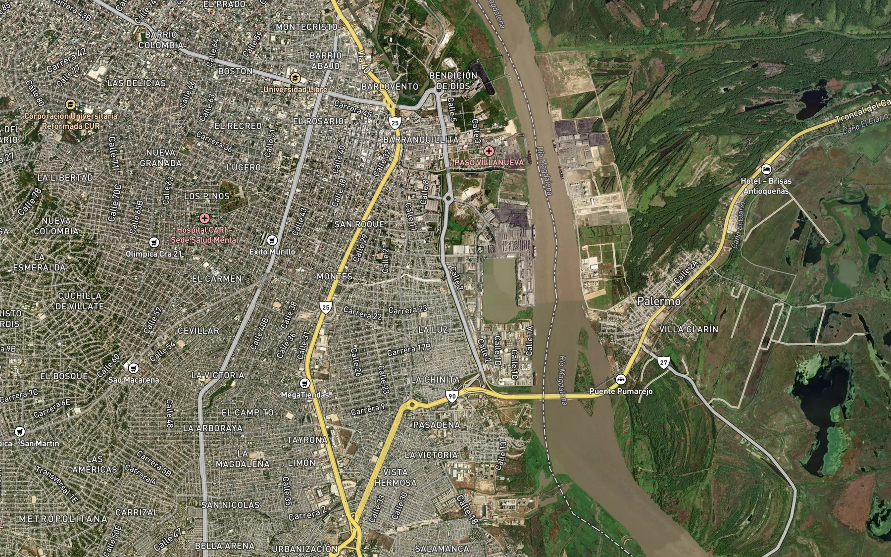 Satellite map of the Arroyo Rebolo