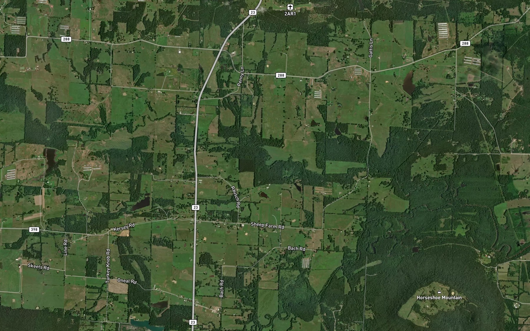 Satellite map of the Garner Creek