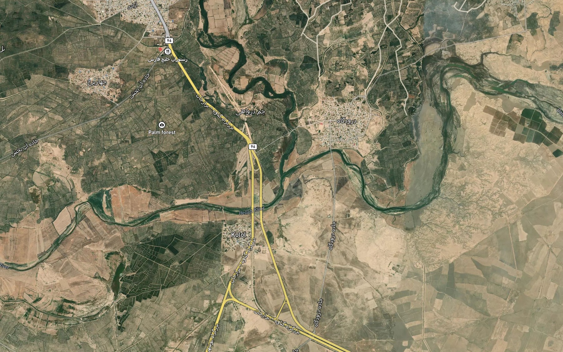 Satellite map of the Rudkhaneh-ye Shahpur