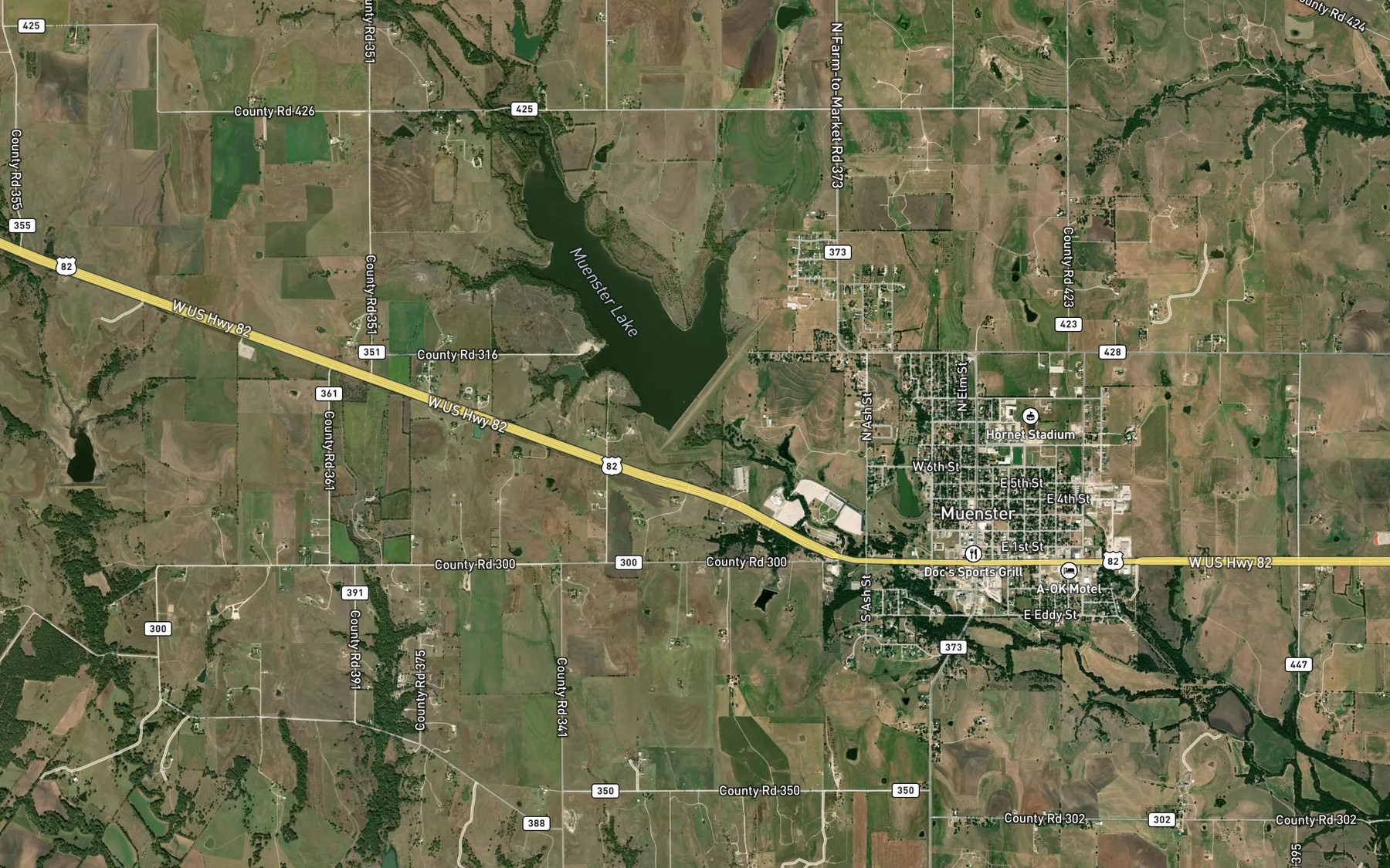 Satellite map of the Soil Conservation Service Site 19 Reservoir