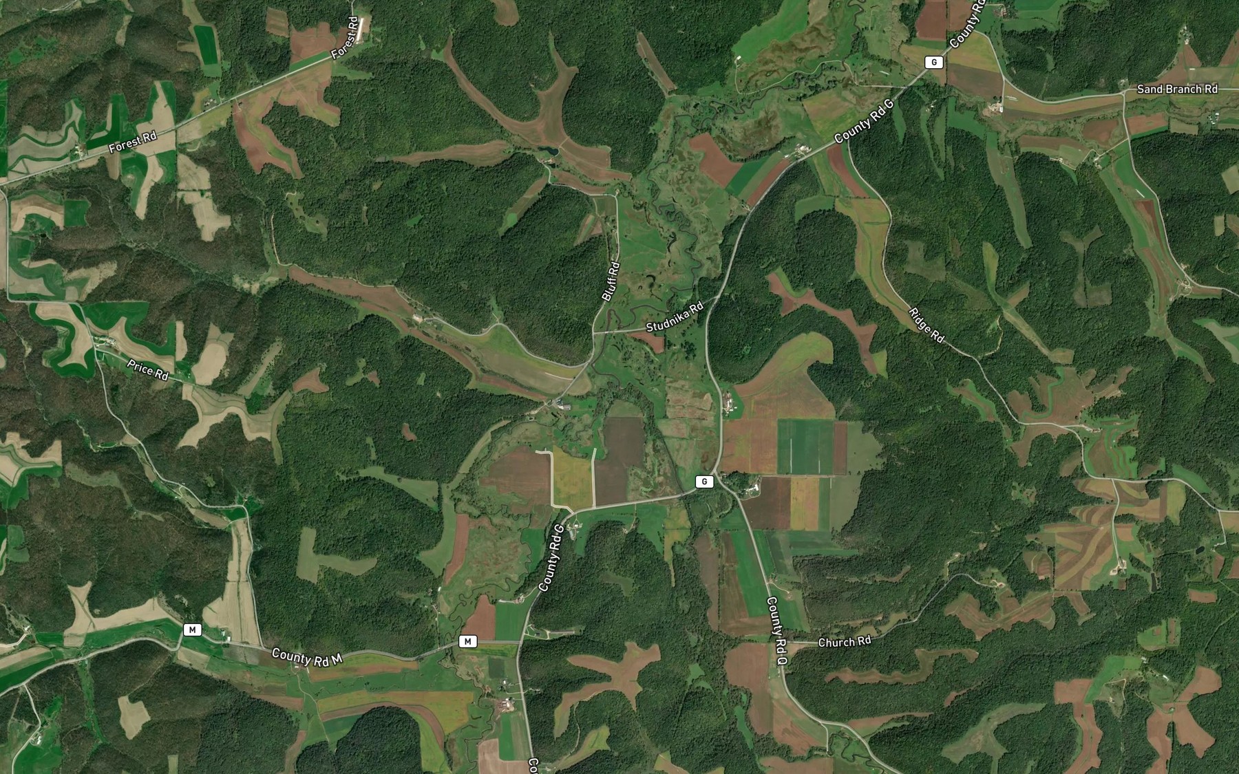 Satellite map of the Fennimore Fork