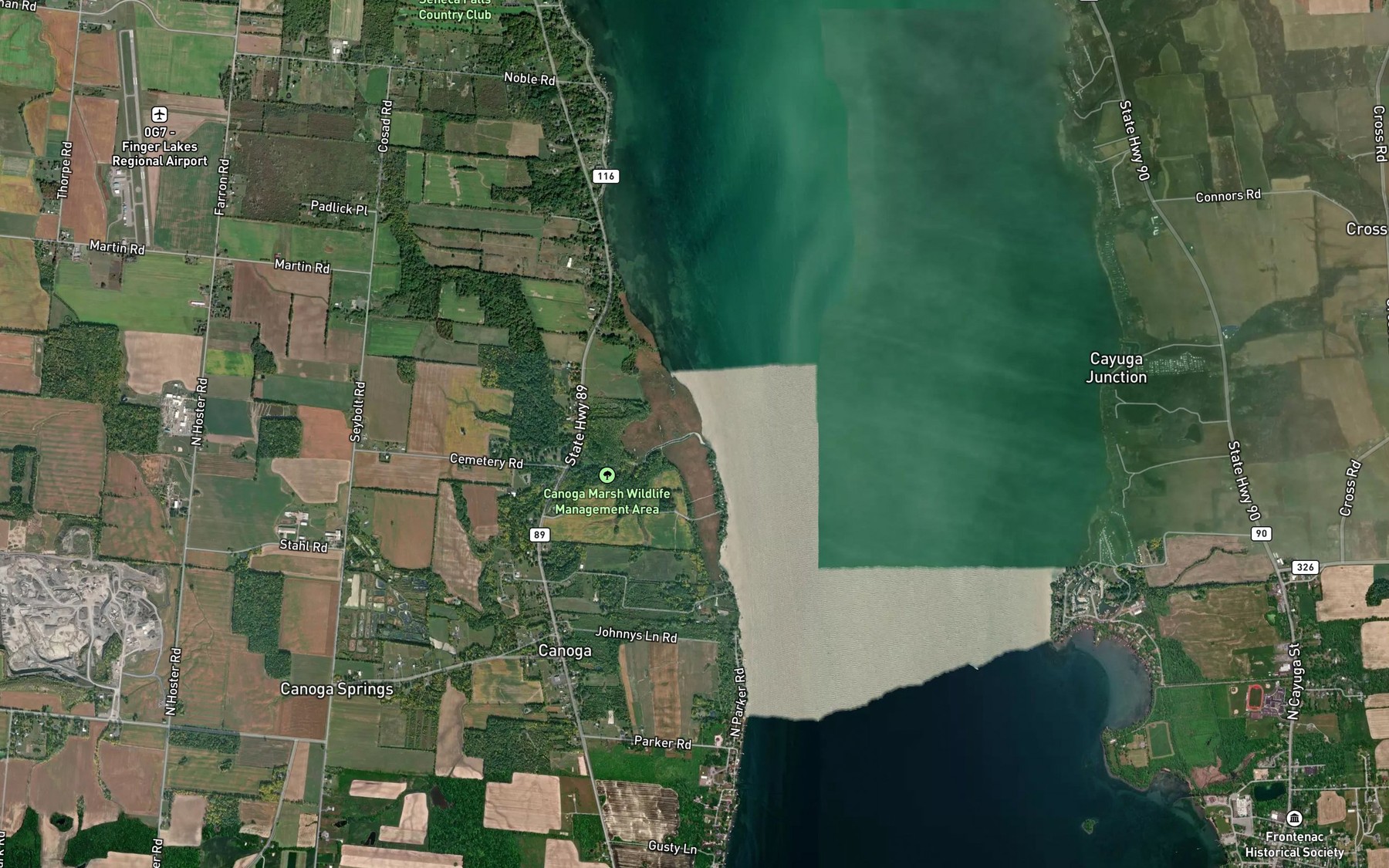 Satellite map of the Canoga Creek