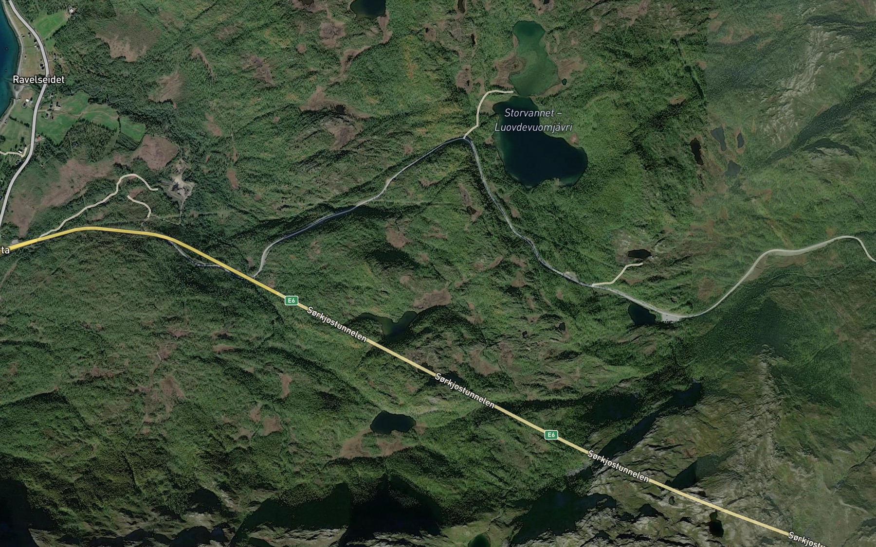 Satellite map of the Nordelva