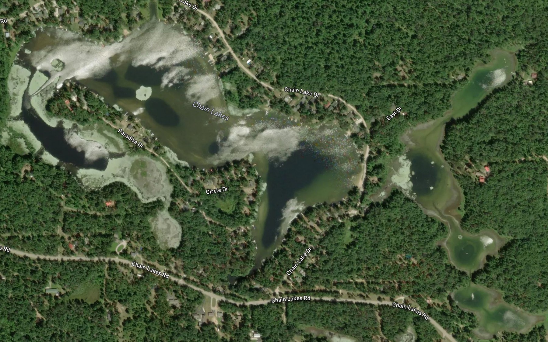 Satellite map of the Chain Lakes
