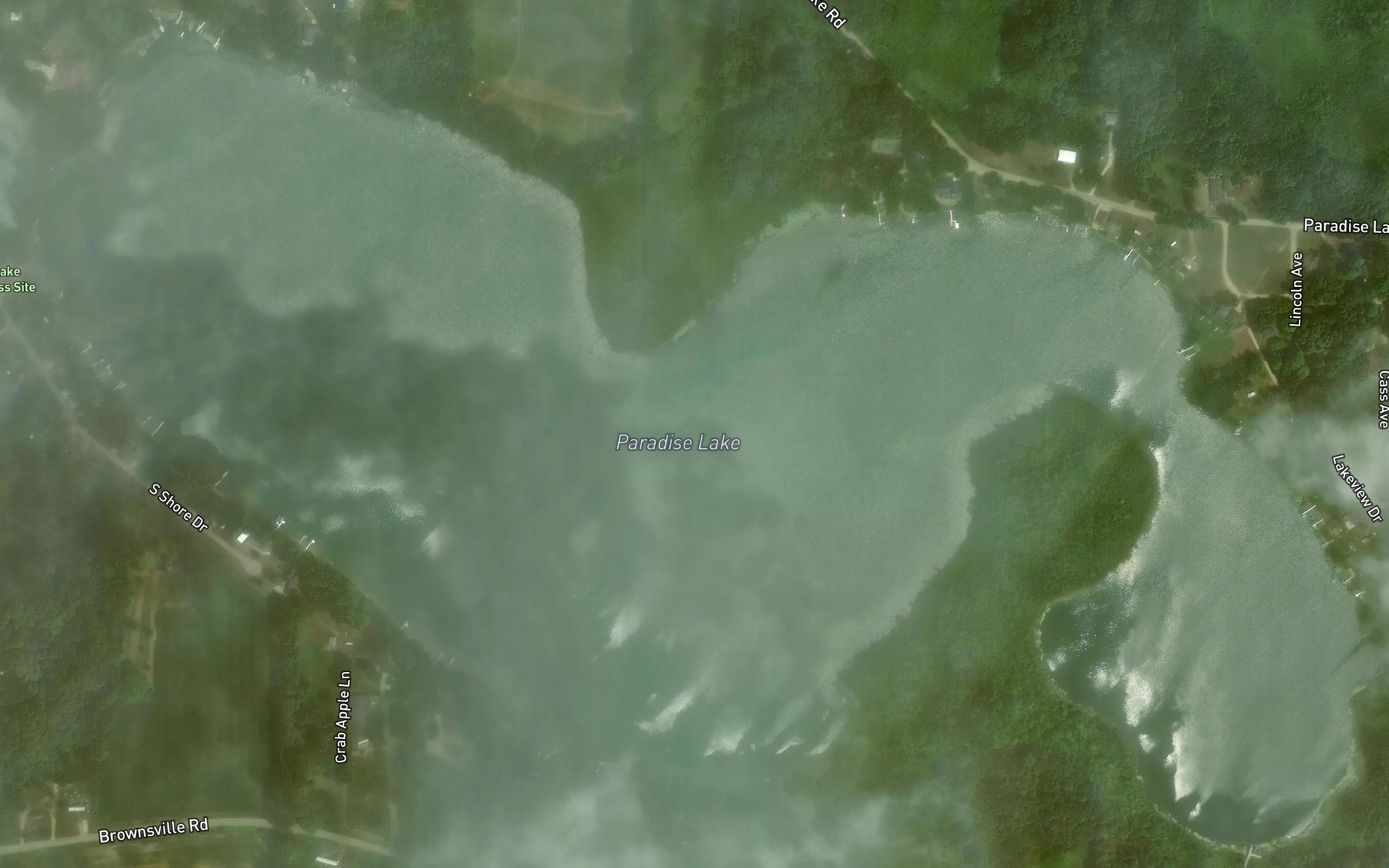 Satellite map of the Paradise Lake