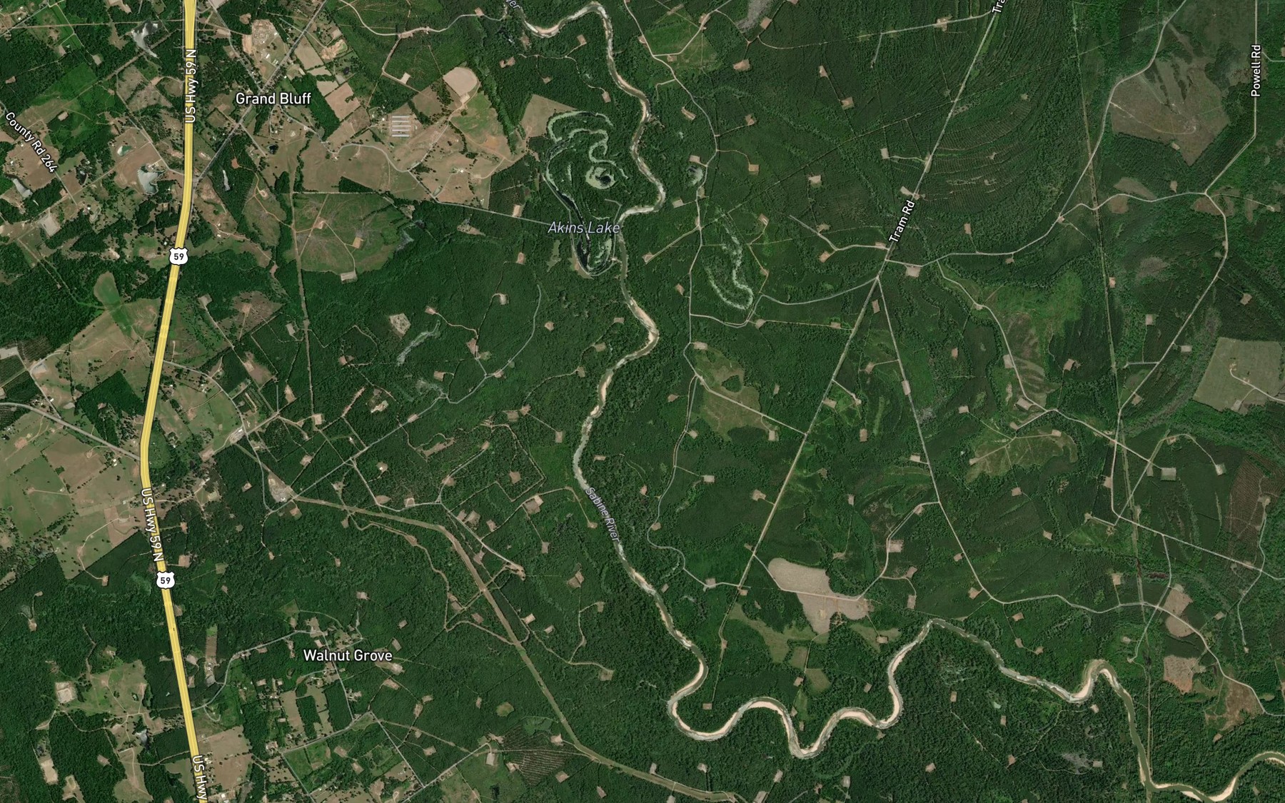 Satellite map of the Little Jernigan Lake