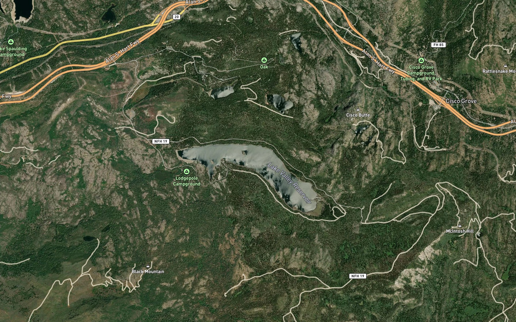 Satellite map of the Lake Valley Reservoir