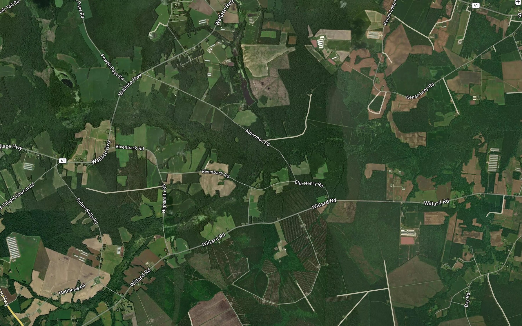 Satellite map of the Mill Creek