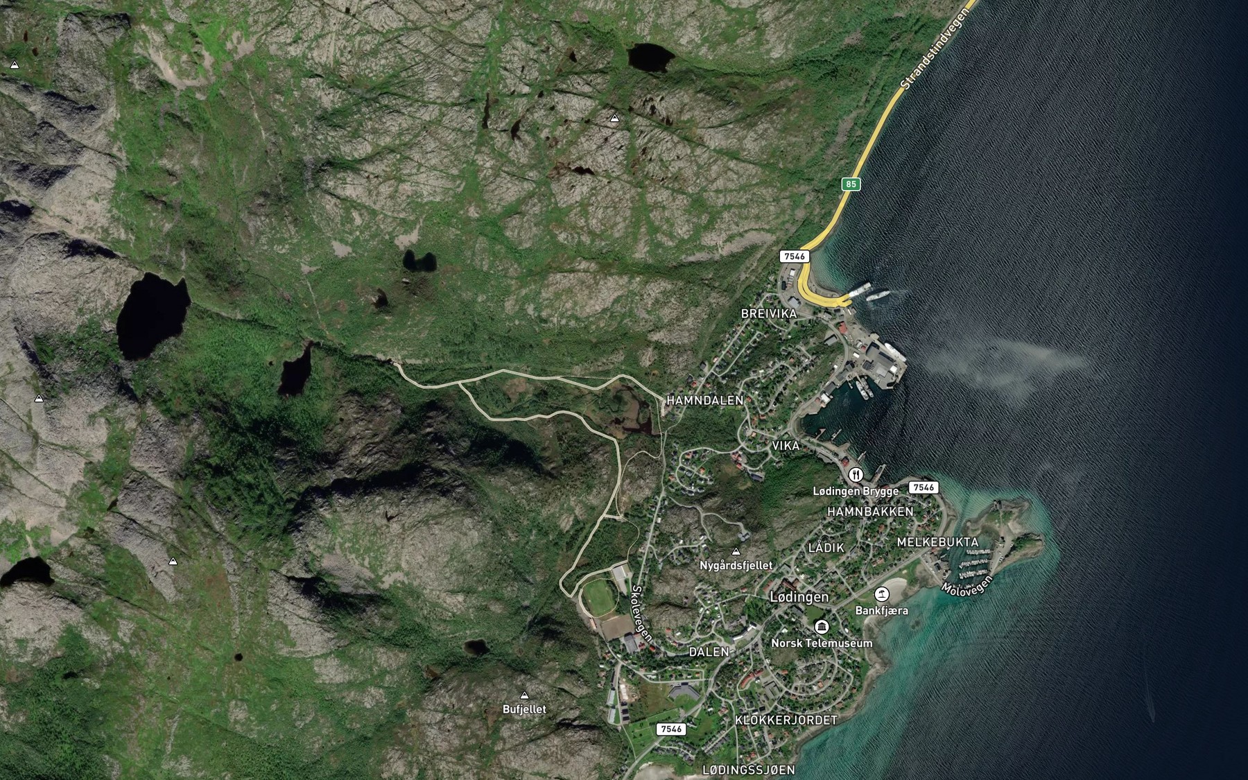 Satellite map of the Hamndalsvatnet