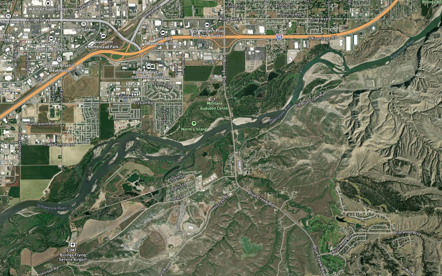 Satellite map of the Blue Creek