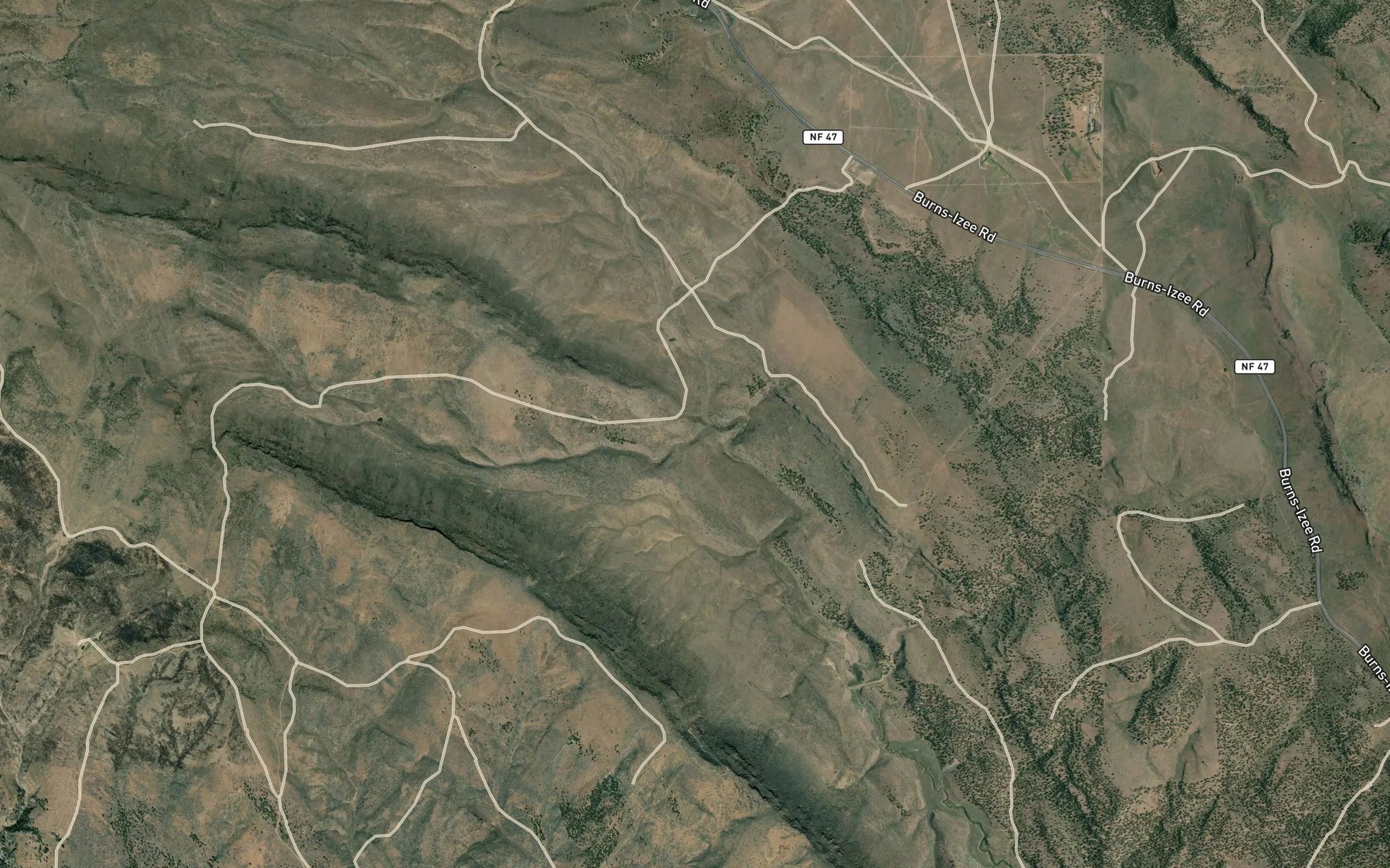 Satellite map of the West Willow Creek