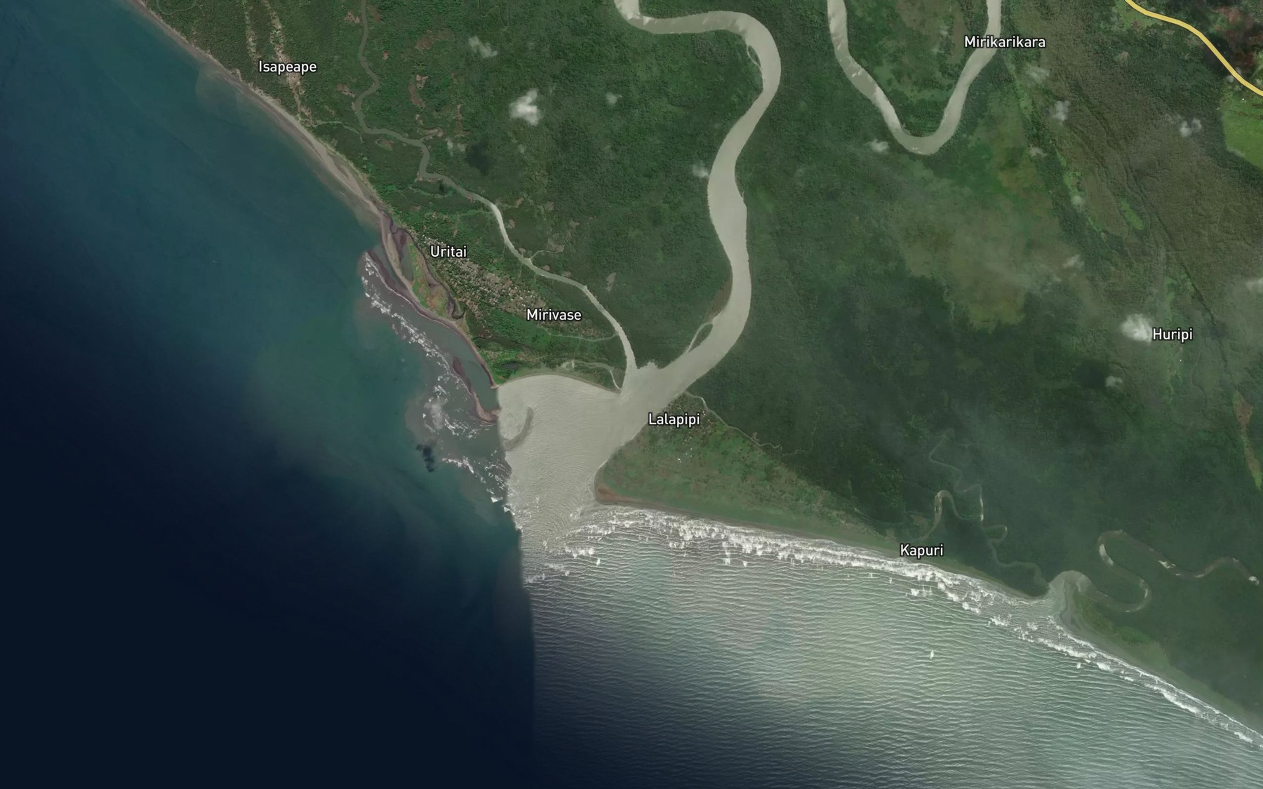 Satellite map of the Lakekamu River