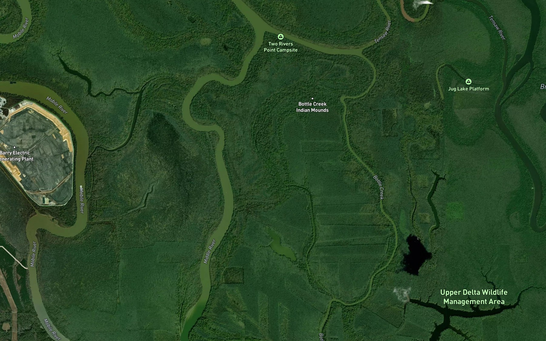 Satellite map of the Dominic Creek
