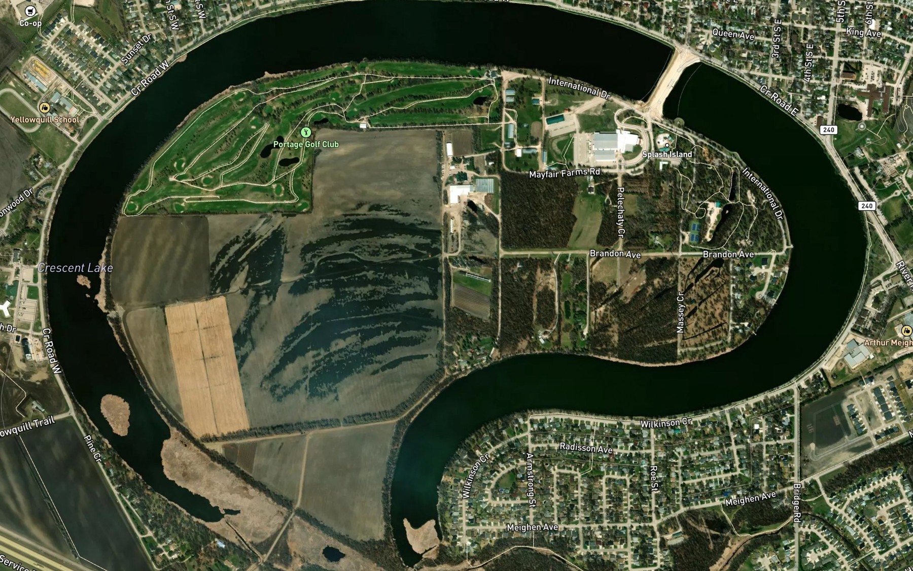 Satellite map of the Crescent Lake