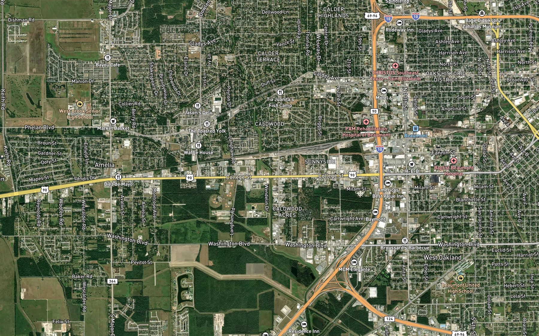 Satellite map of the Caldwood Cutoff
