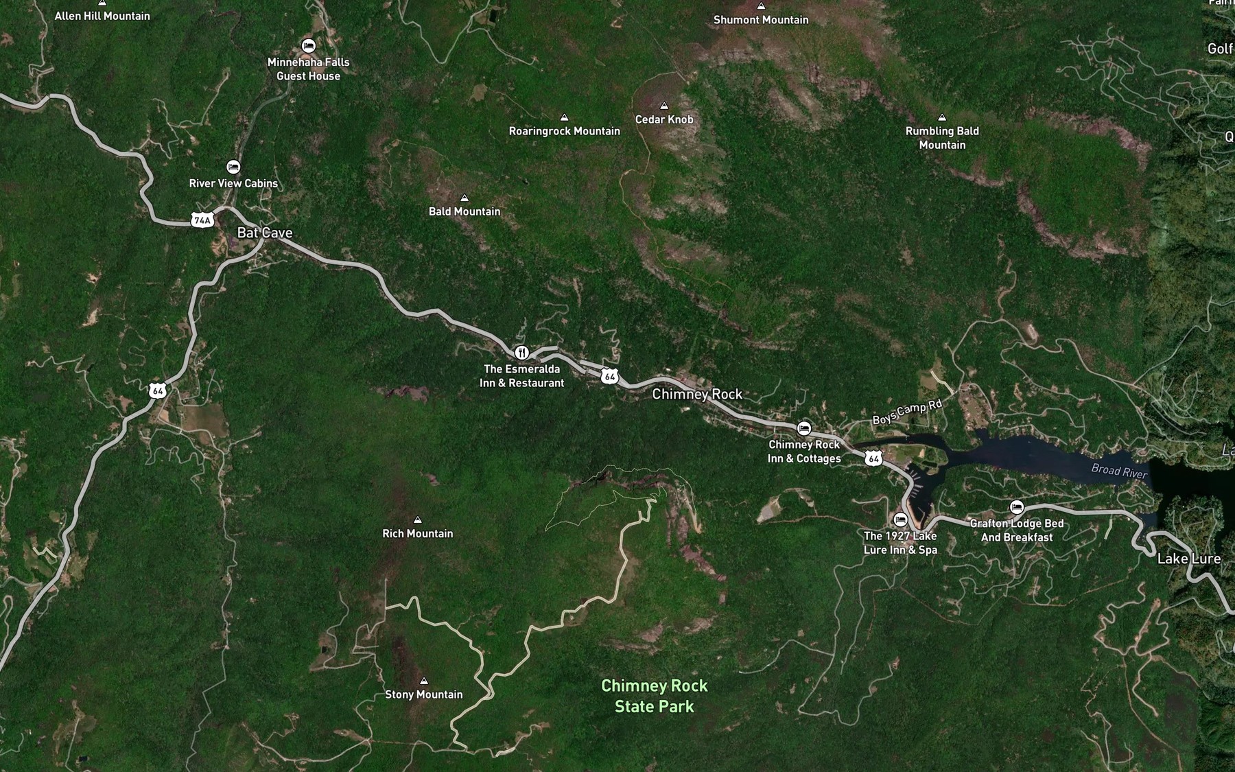Satellite map of the Fall Creek