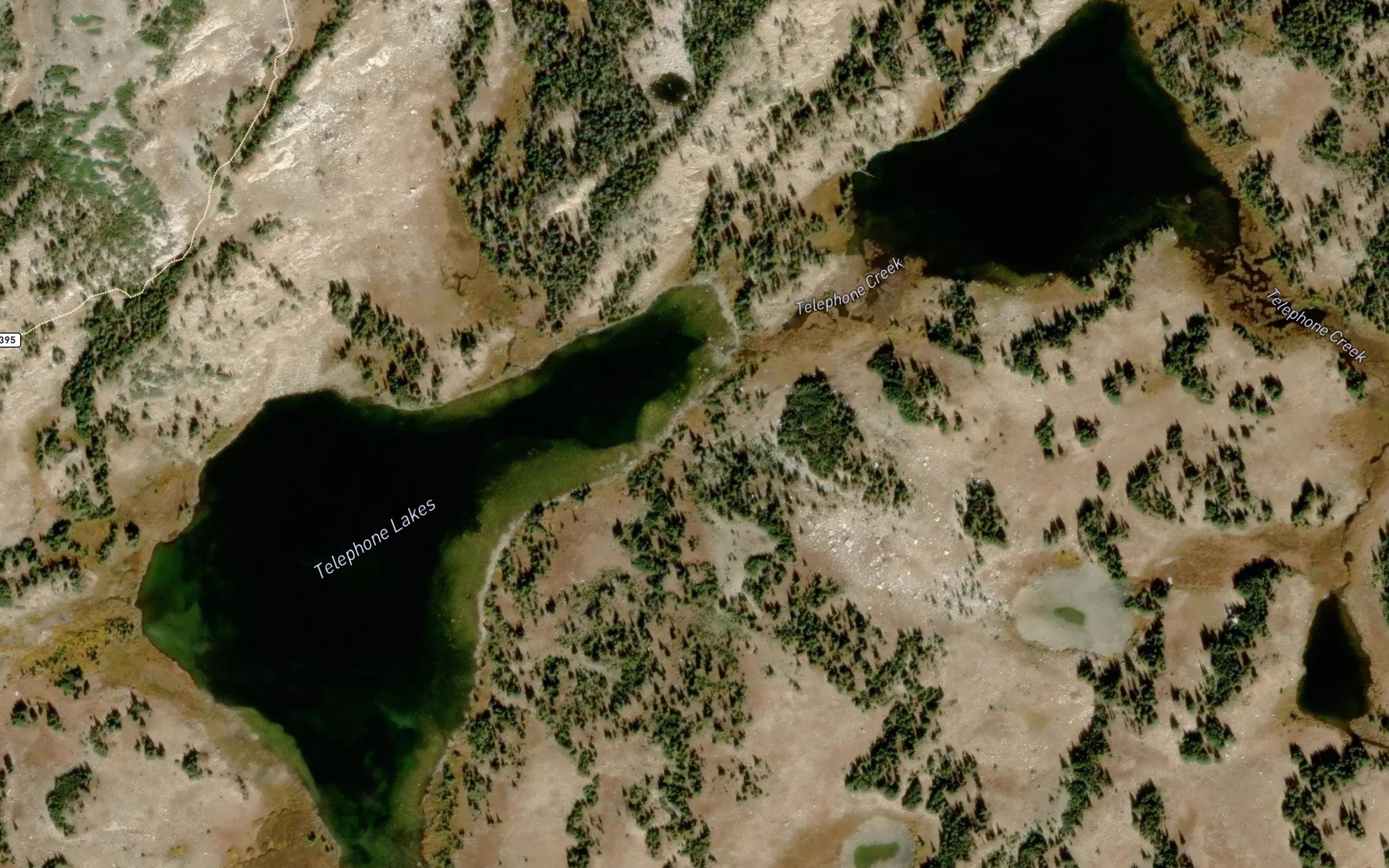 Satellite map of the Telephone Lakes