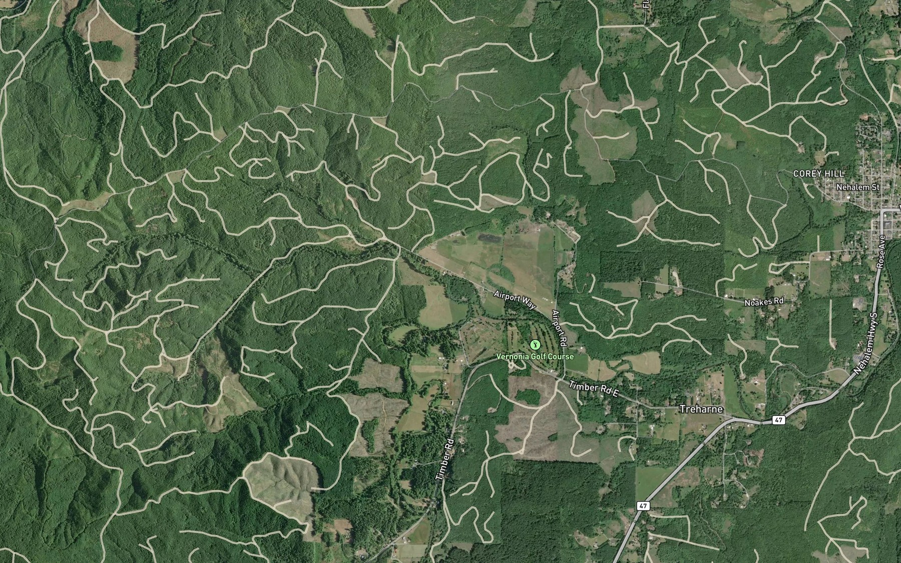 Satellite map of the Cedar Creek