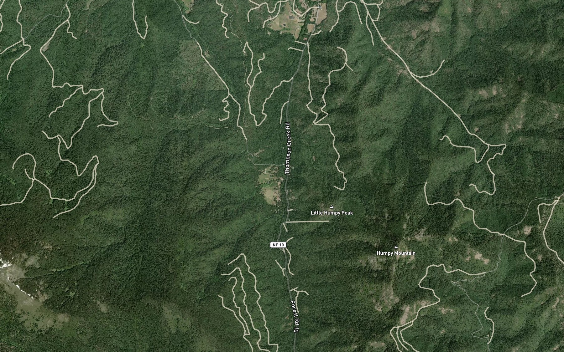 Satellite map of the No Name Creek