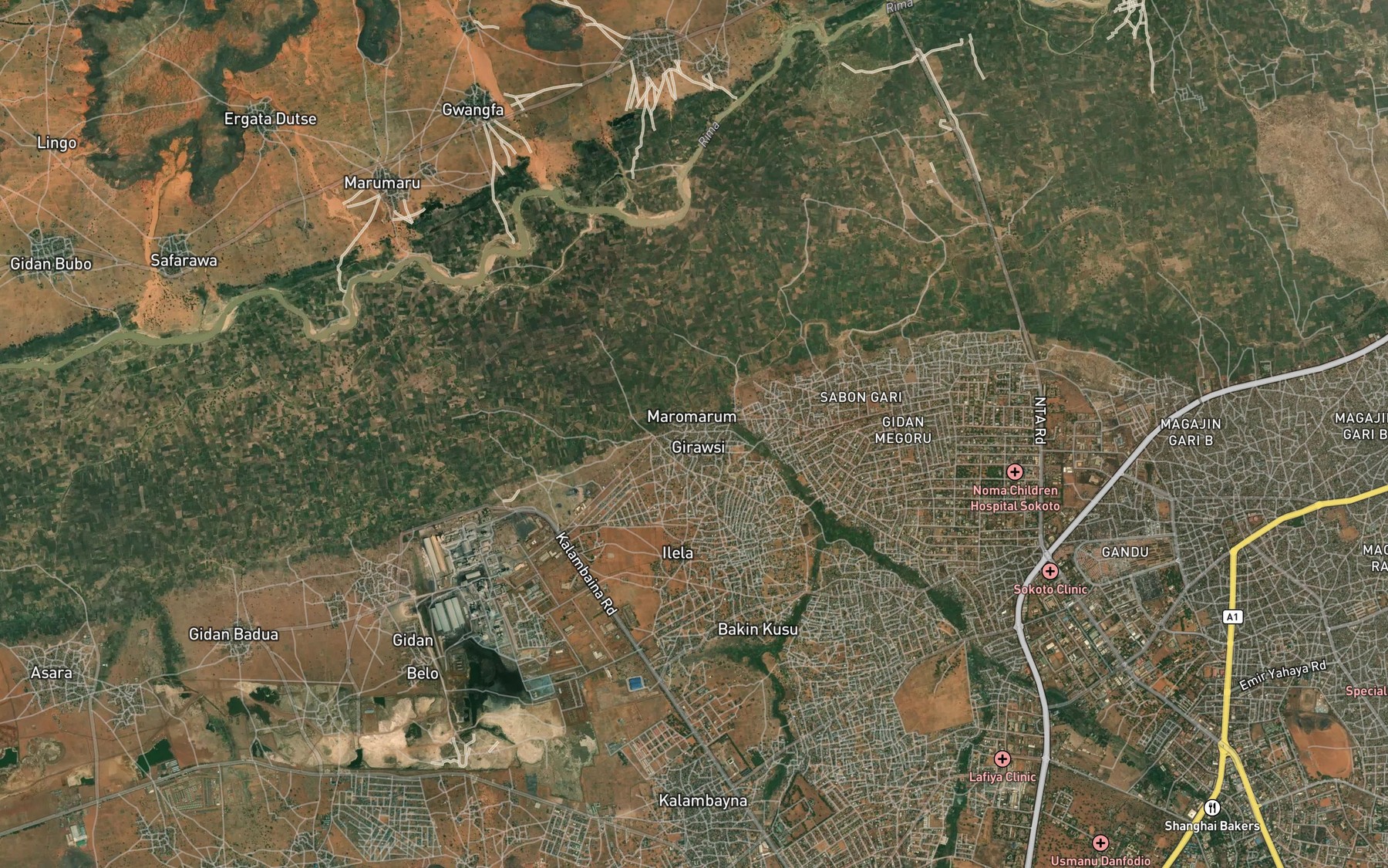 Satellite map of the River Marumaru